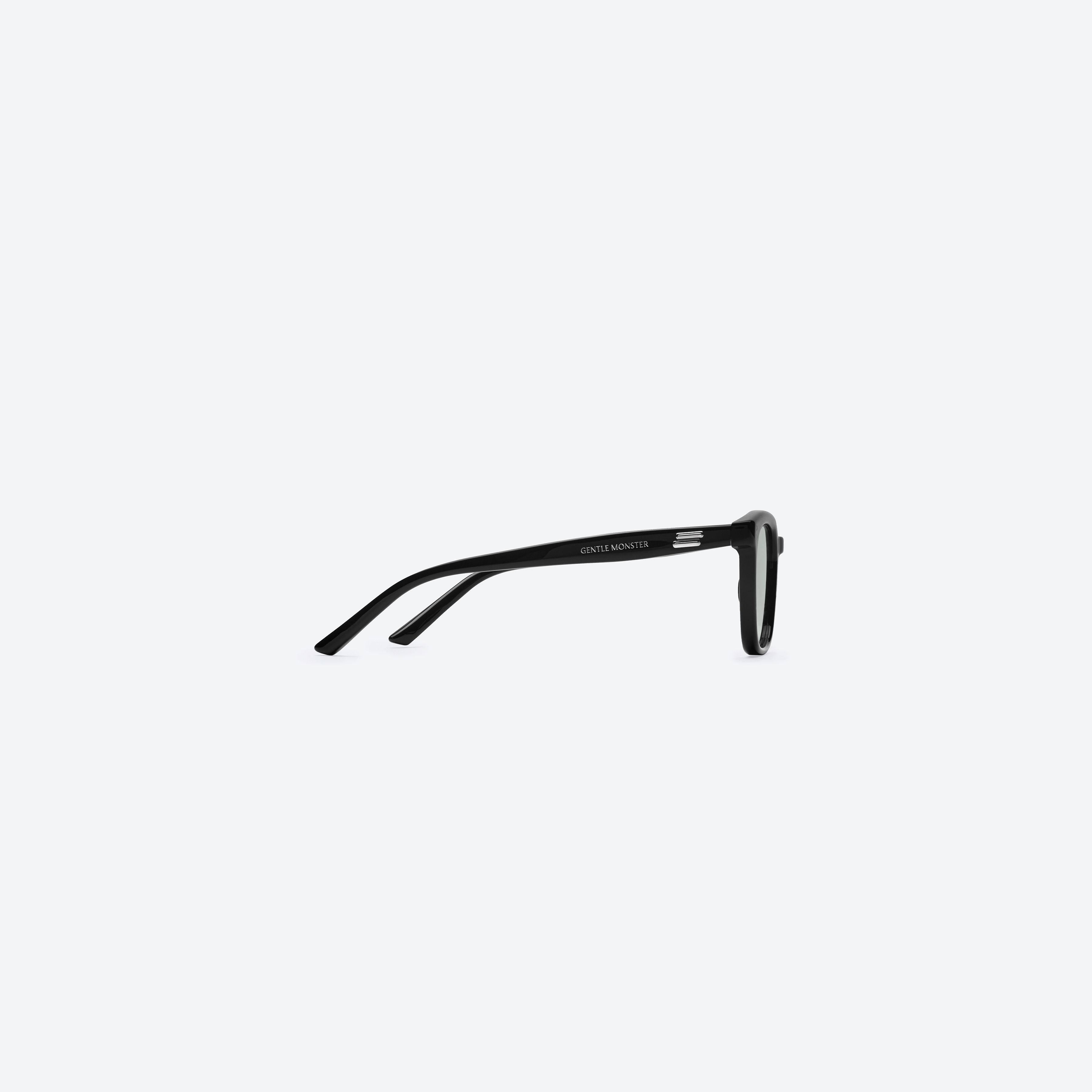 A detailed right view of Gentle Monster Days Day 01(K) Black Acetate framed Square sunglasses.