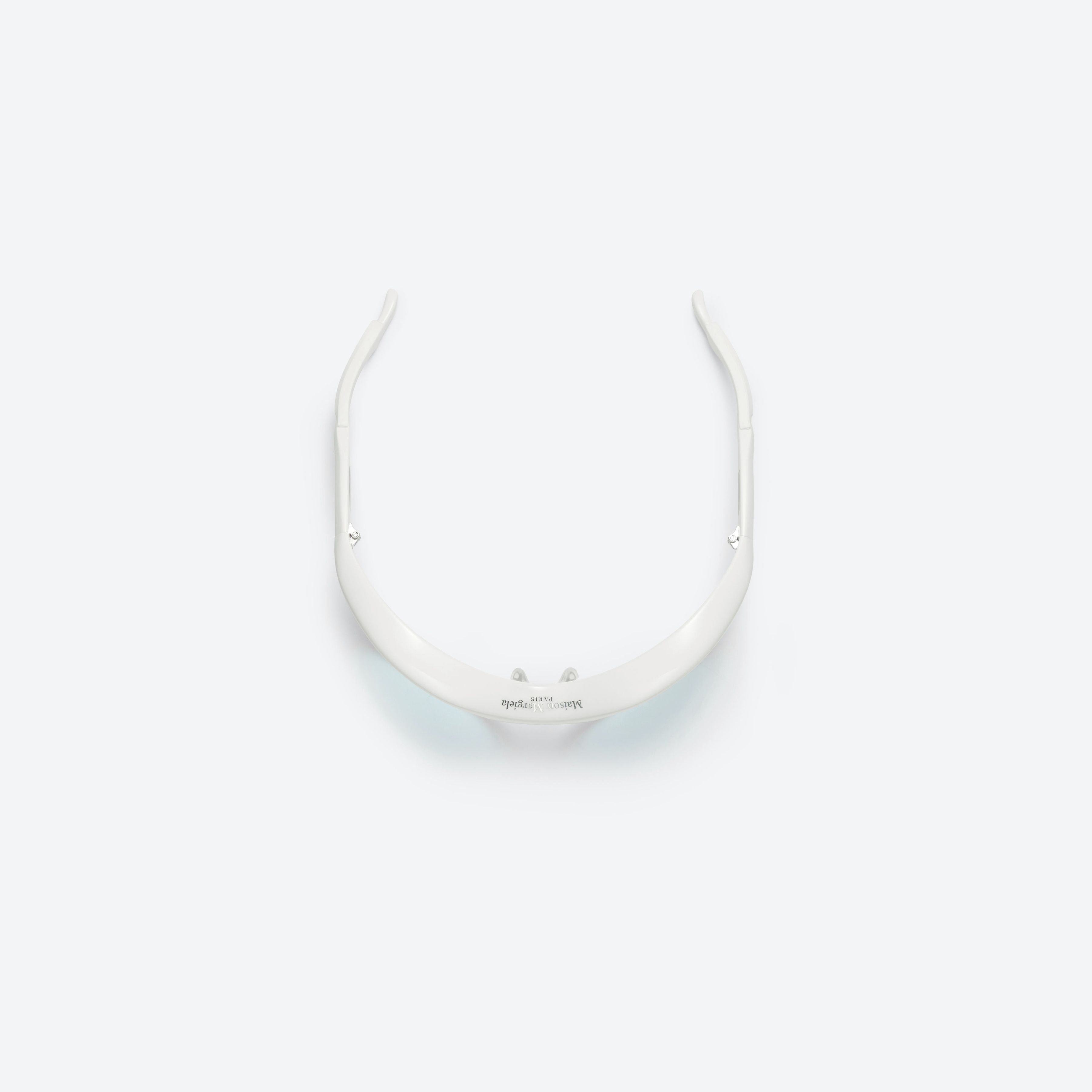 A detailed left view of Gentle Monster Maison Margiela - MM001 W2(BL) White Acetate framed Wraparound sunglasses.