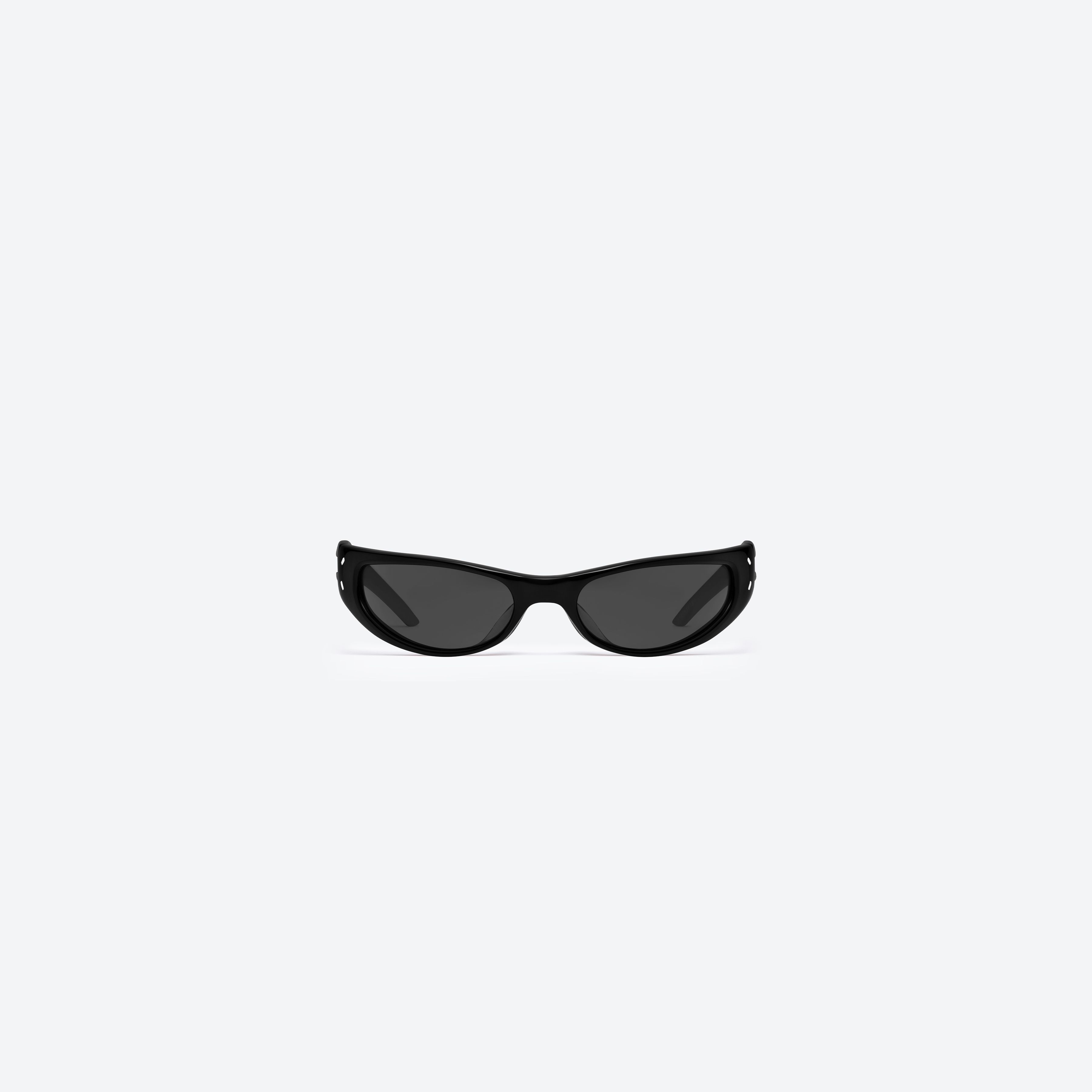 A front view of Gentle Monster MM203 01 Black Acetate framed Wraparound sunglasses.