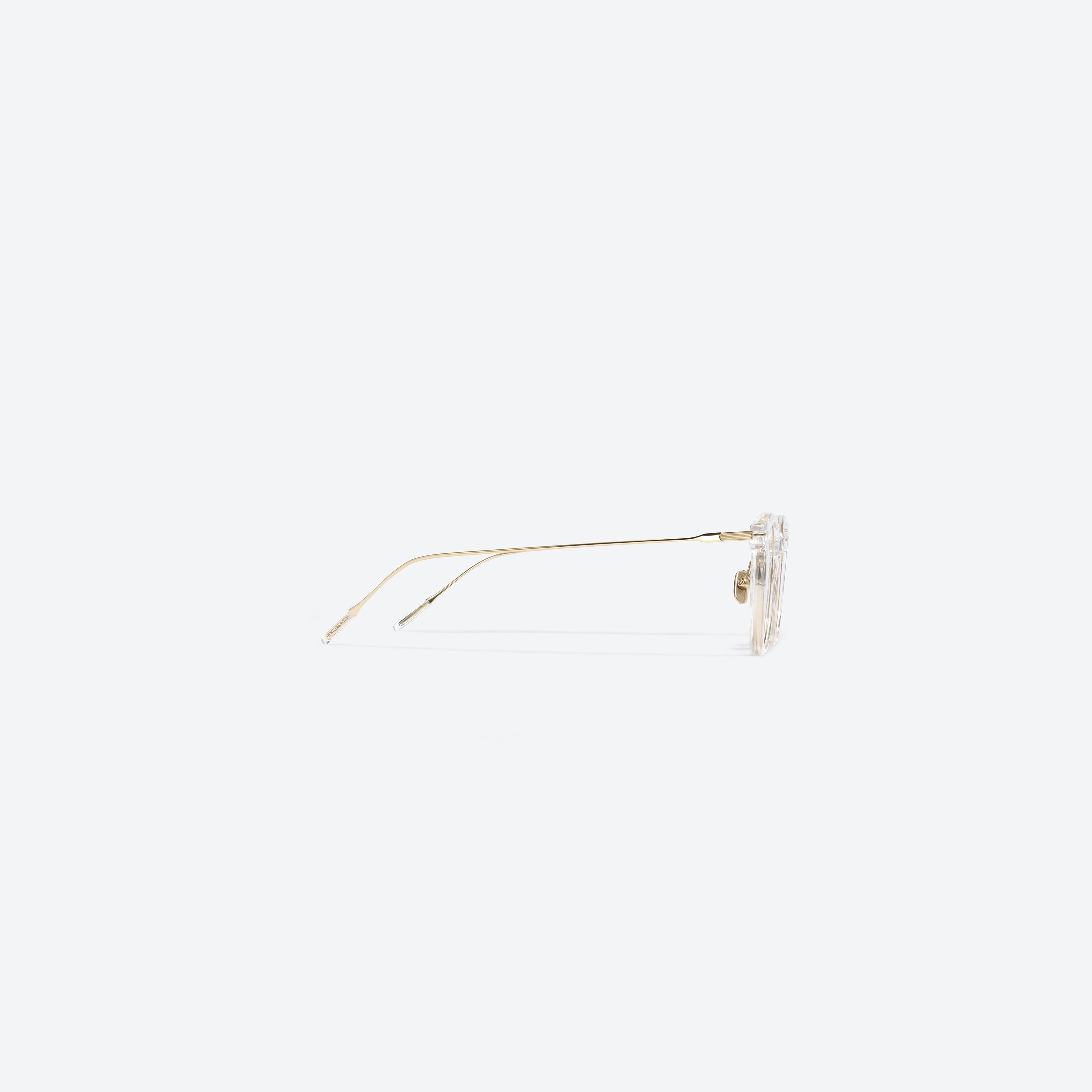 A detailed right view of Gentle Monster Booster C1 Clear Mixed framed Square glasses.