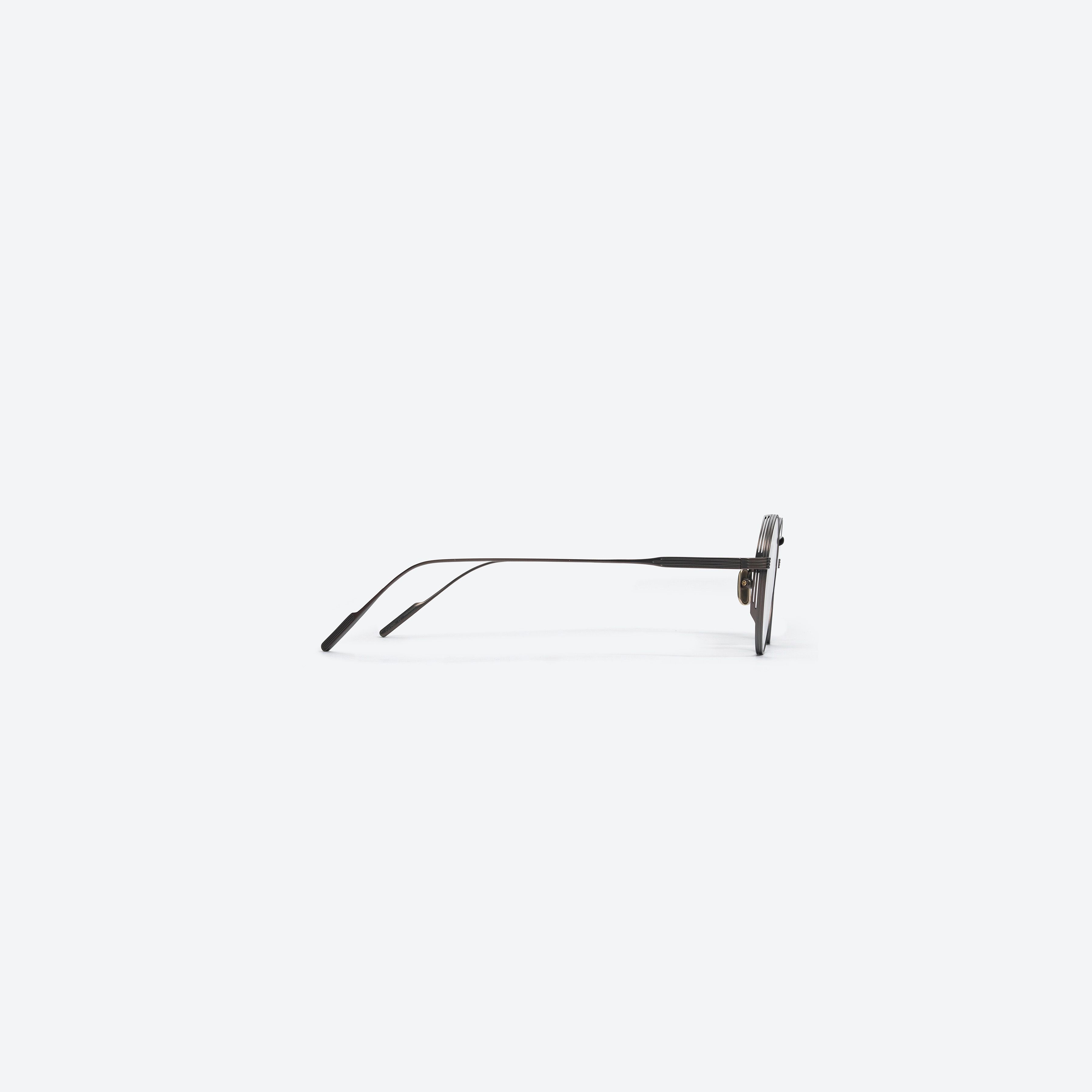 A detailed right view of Gentle Monster Liberty X D01 Gray Metal framed Round glasses.
