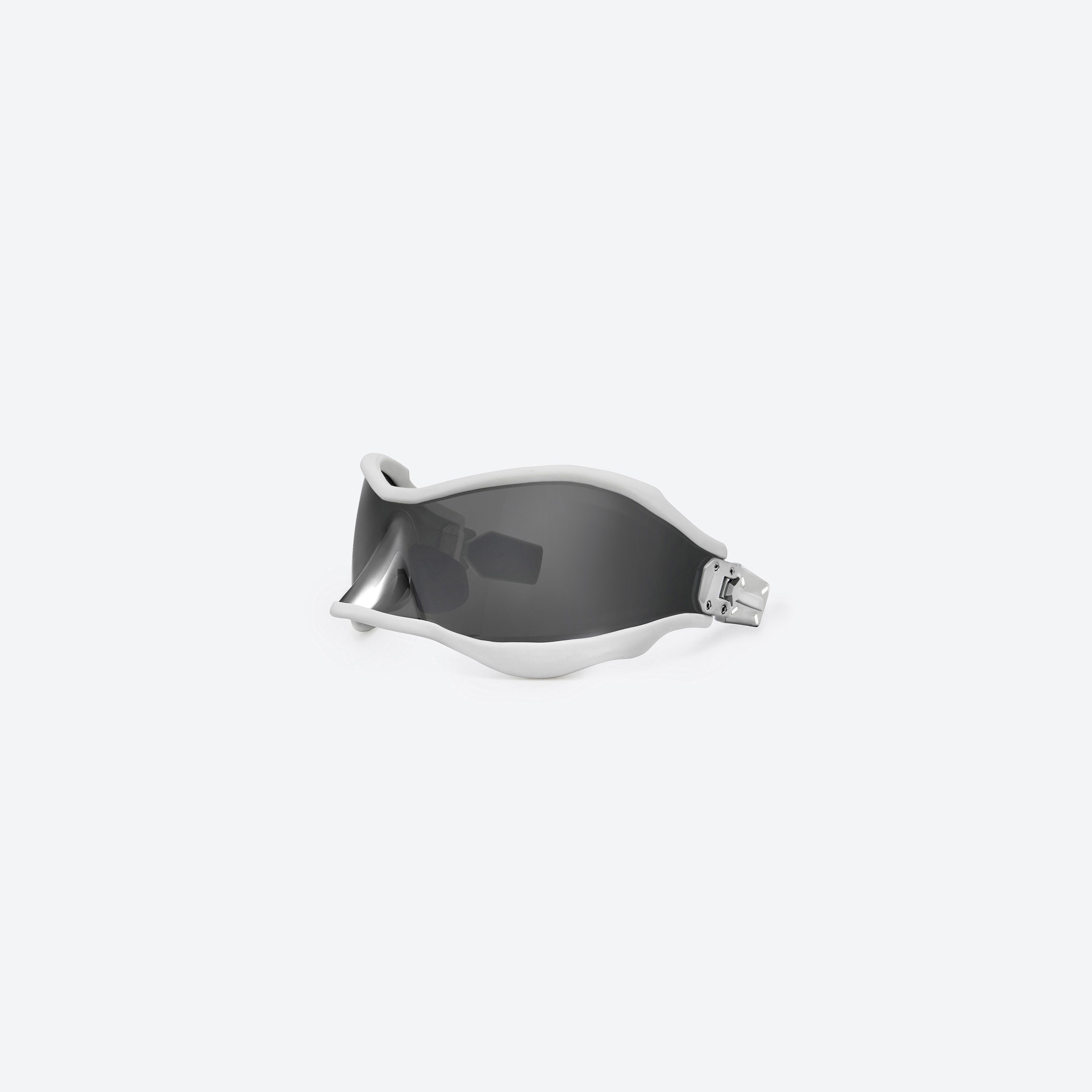 45-degree view of Gentle Monster Maison Margiela - MM101 02 Silver Mixed framed Wraparound sunglasses.