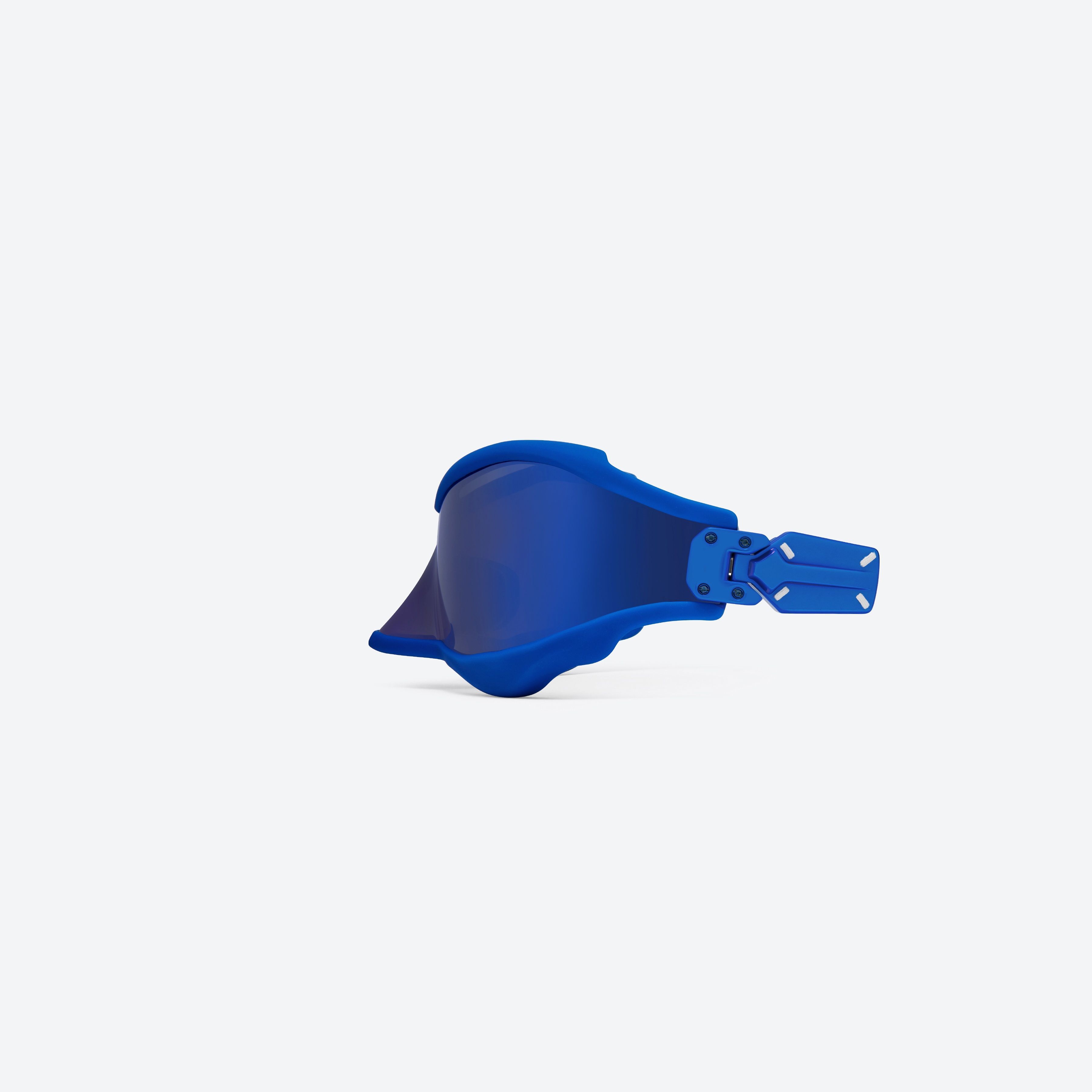 A detailed left view of Gentle Monster Maison Margiela - MM101 BL4 Blue Mixed framed Wraparound sunglasses.