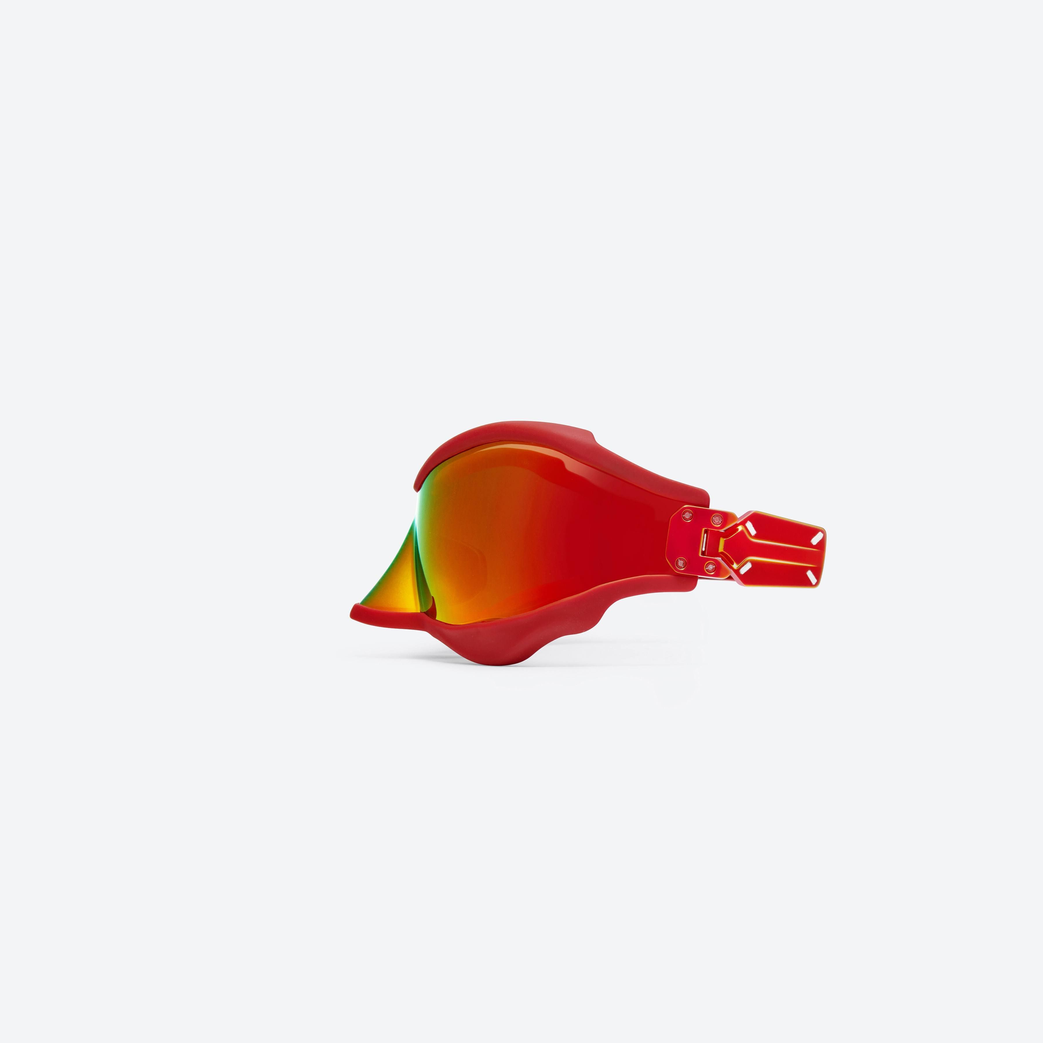 A detailed left view of Gentle Monster Maison Margiela - MM101 R5 Red Mixed framed Wraparound sunglasses.