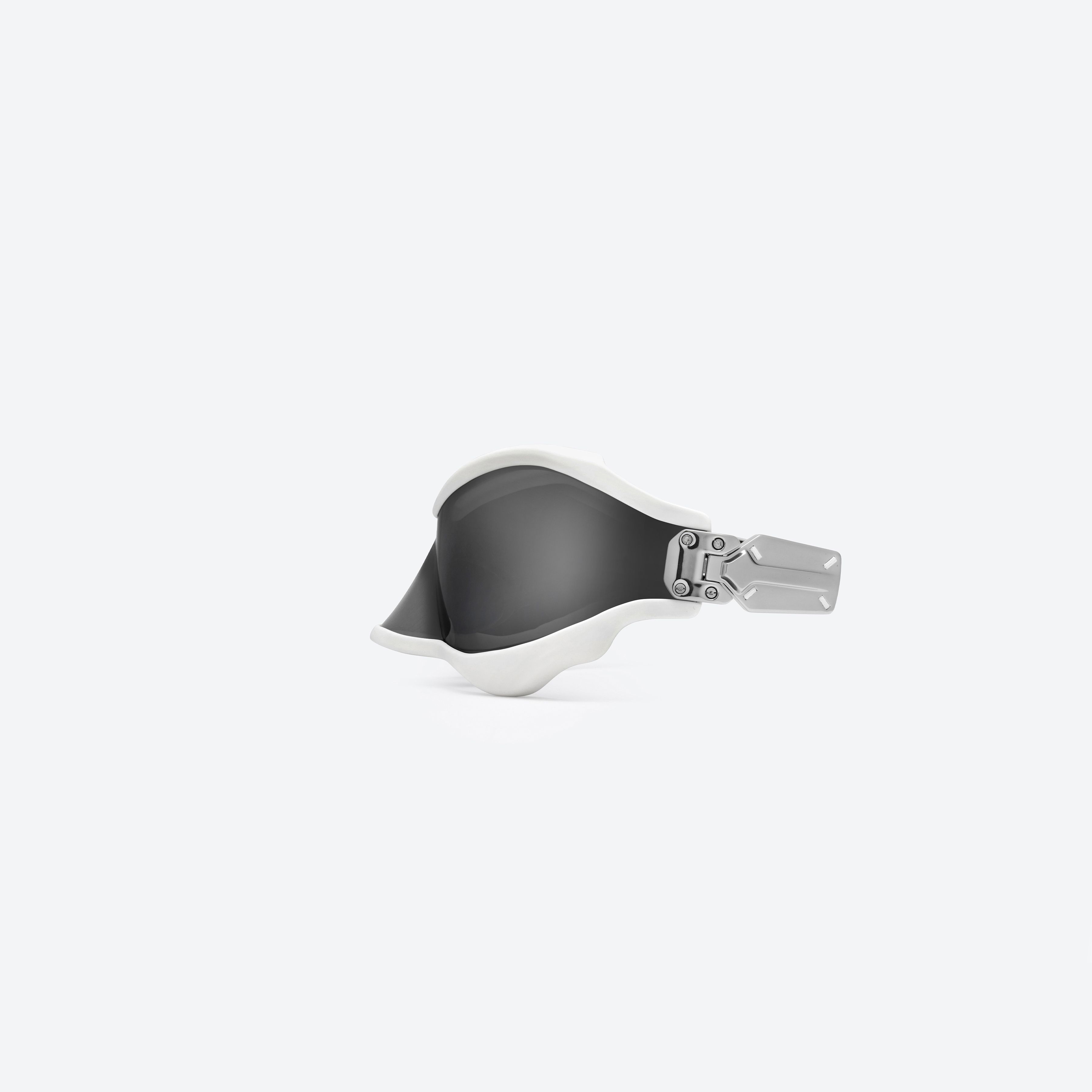 A detailed left view of Gentle Monster Maison Margiela - MM101S 02 Small Similar Silver Mixed framed Wraparound sunglasses.