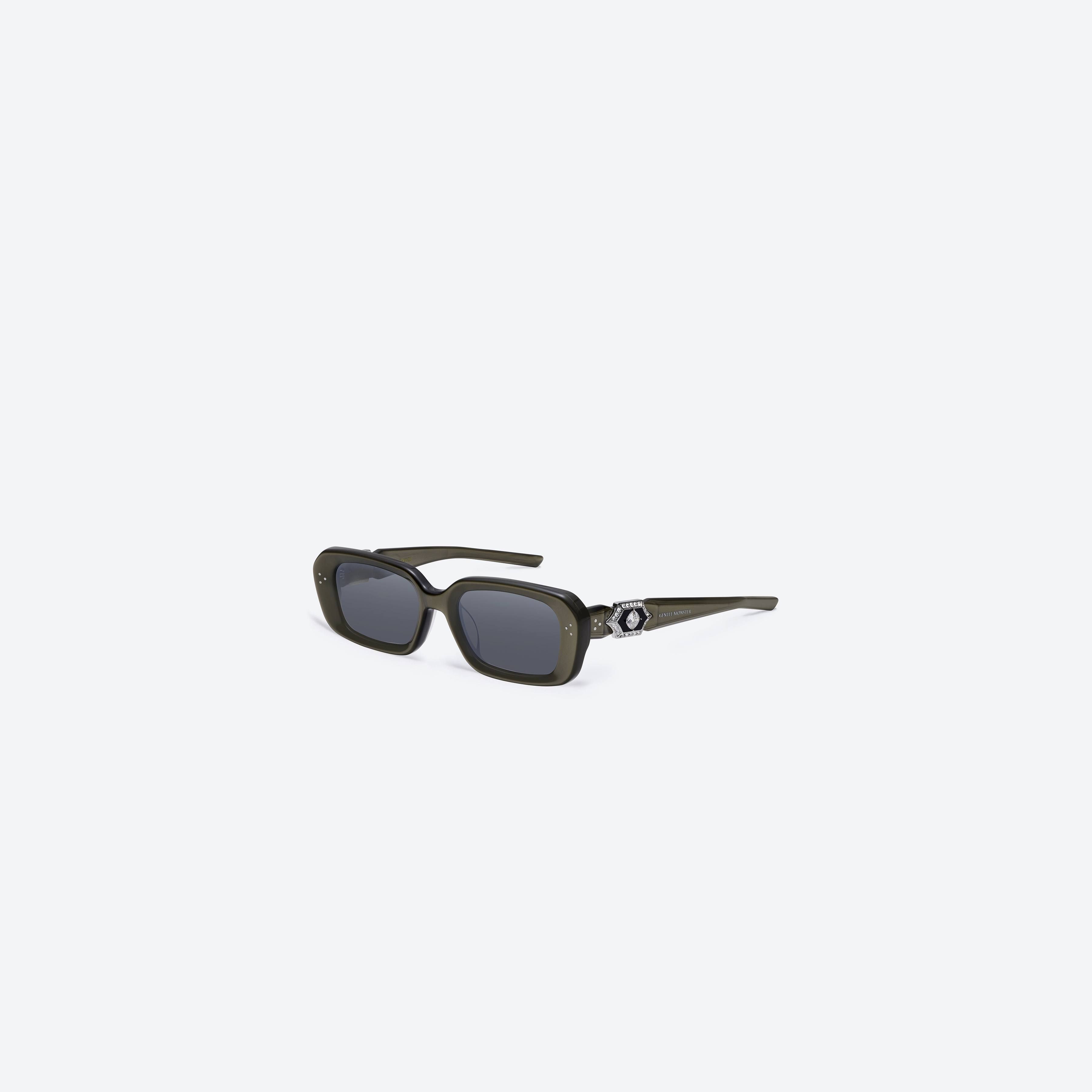 45-degree view of Gentle Monster Phantom BRC16 Brown Acetate framed Square sunglasses.