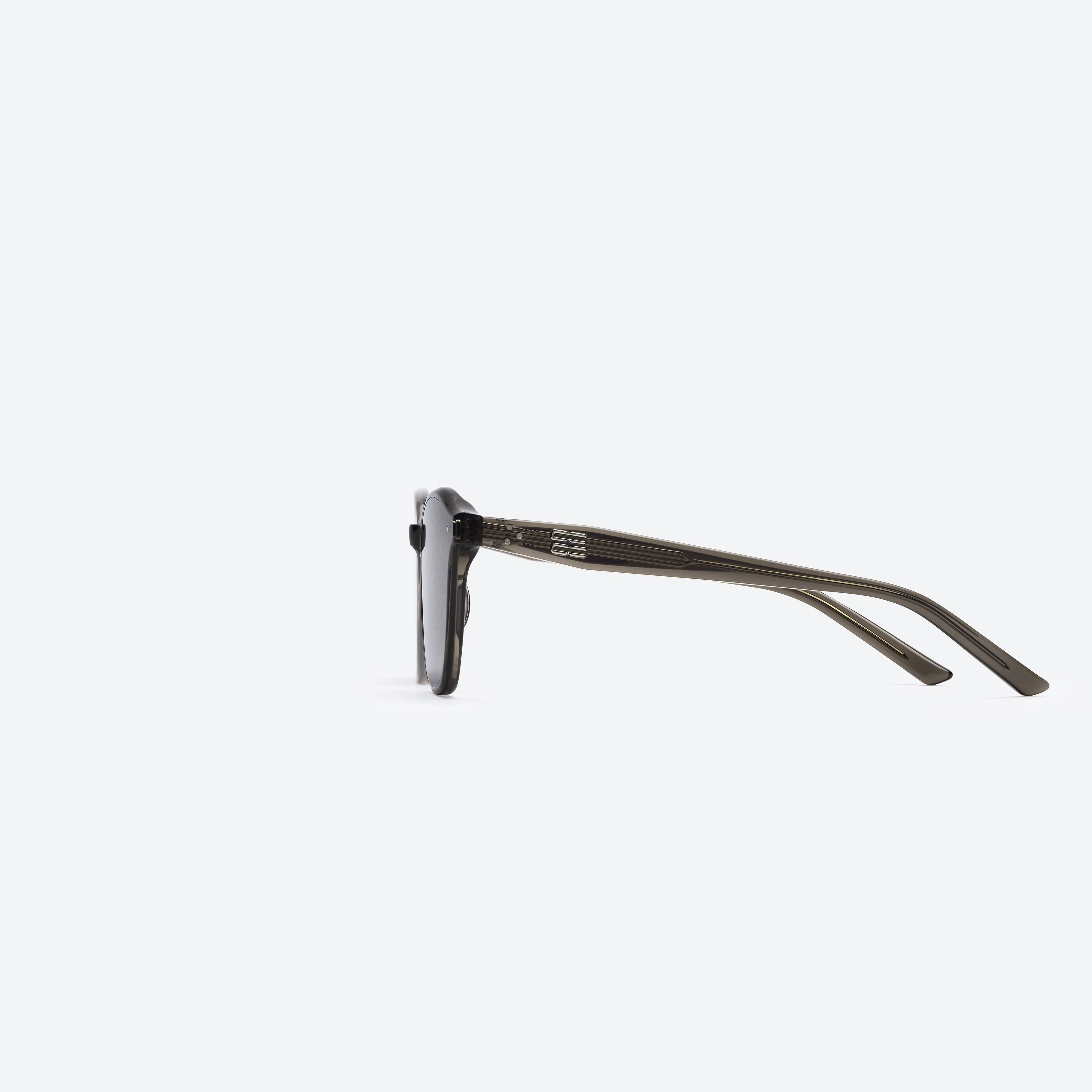 A detailed left view of Gentle Monster Jude BRC17 Brown Acetate framed Round sunglasses.