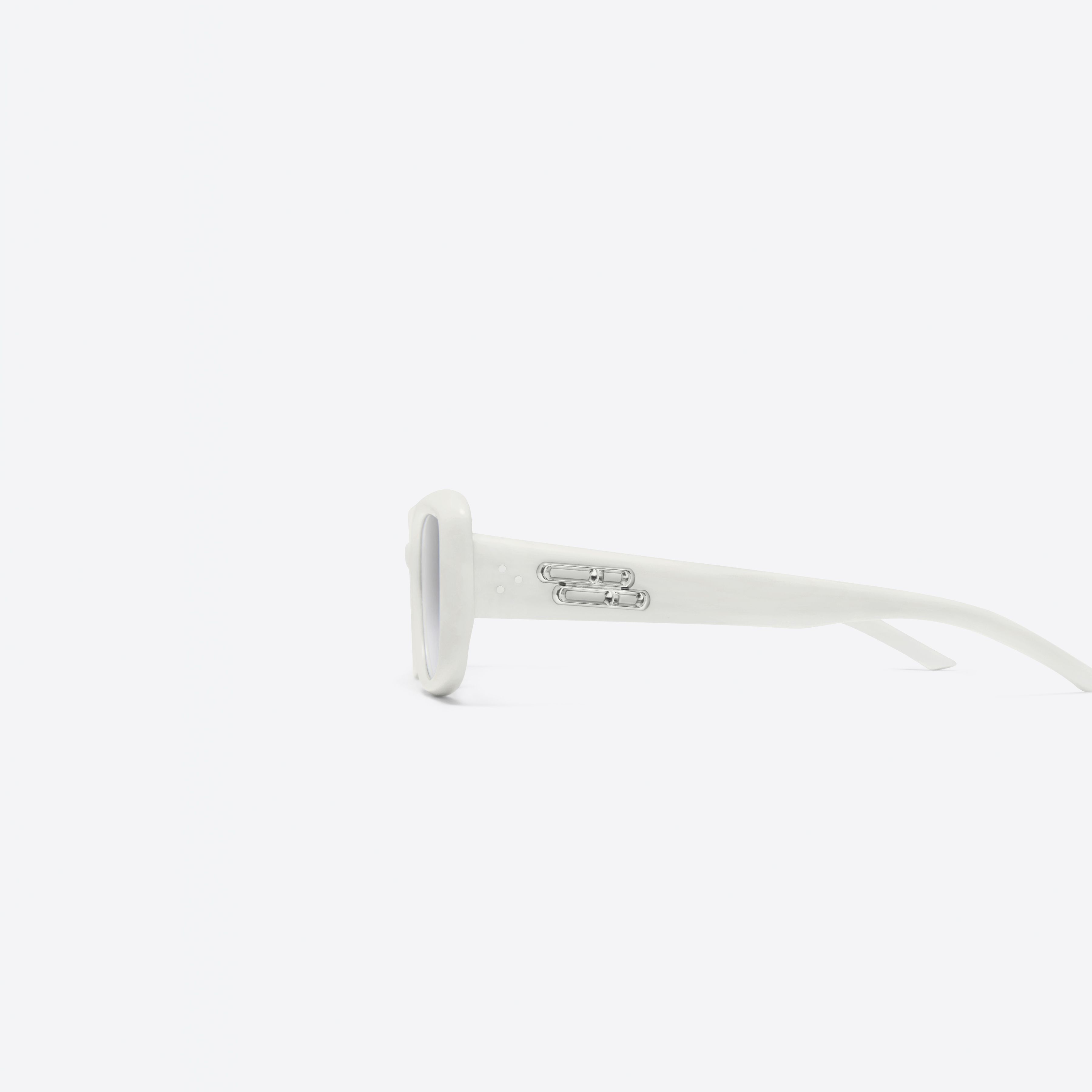 A detailed left view of Gentle Monster Lin W2 White Acetate framed Square sunglasses.