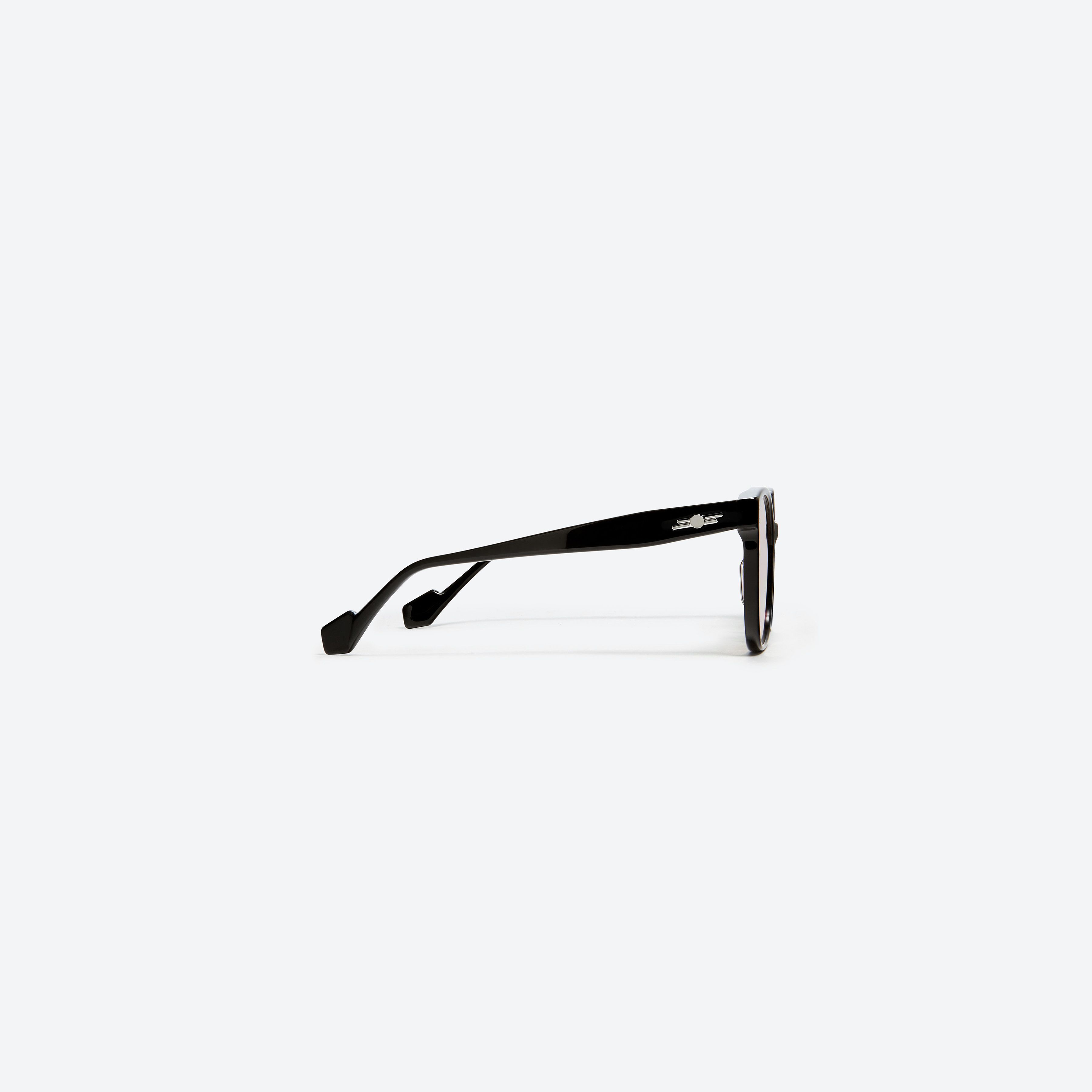 A detailed right view of Gentle Monster Ata 01(P) Black Acetate framed Square glasses.