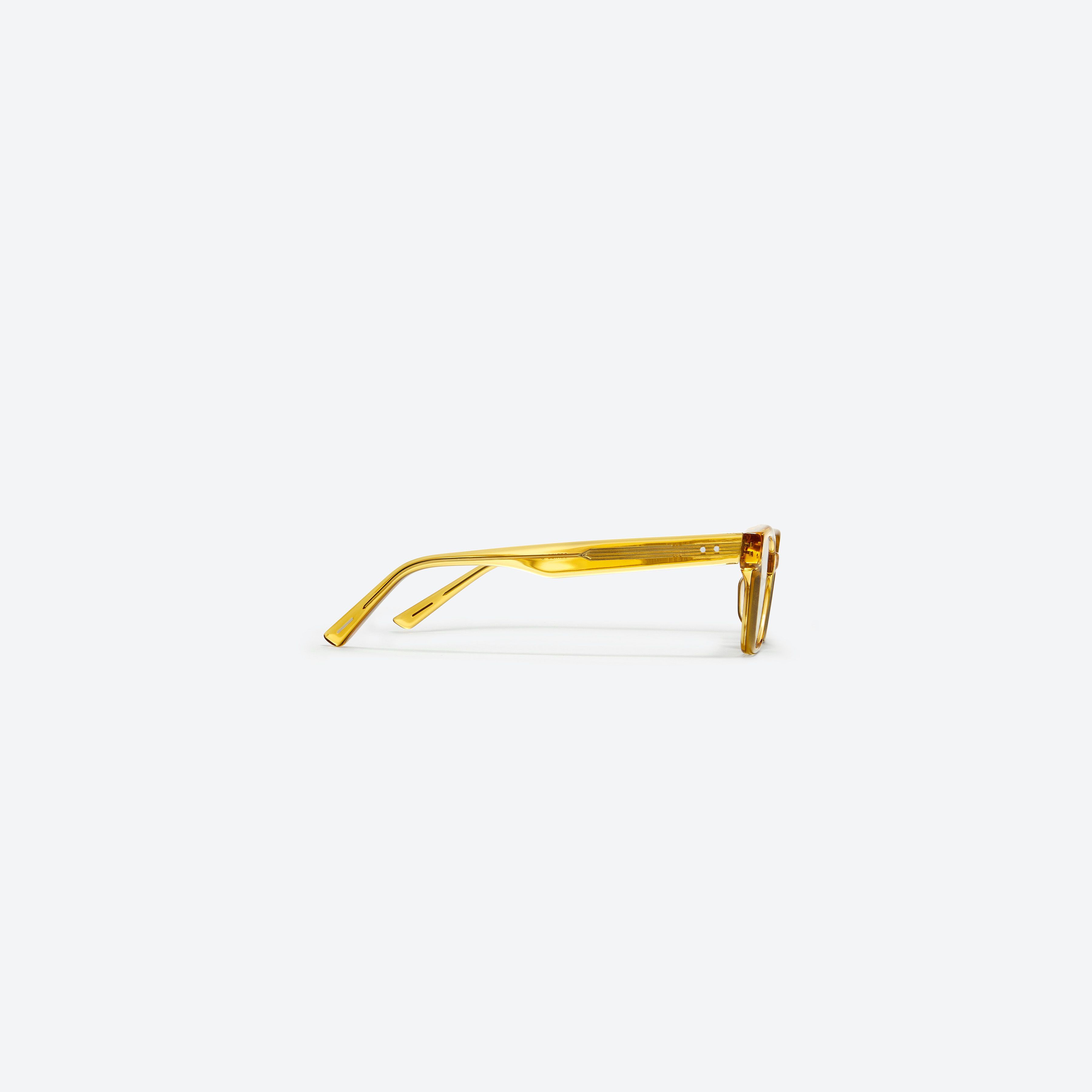A detailed right view of Gentle Monster Leroy OL2 Green Acetate framed Square glasses.