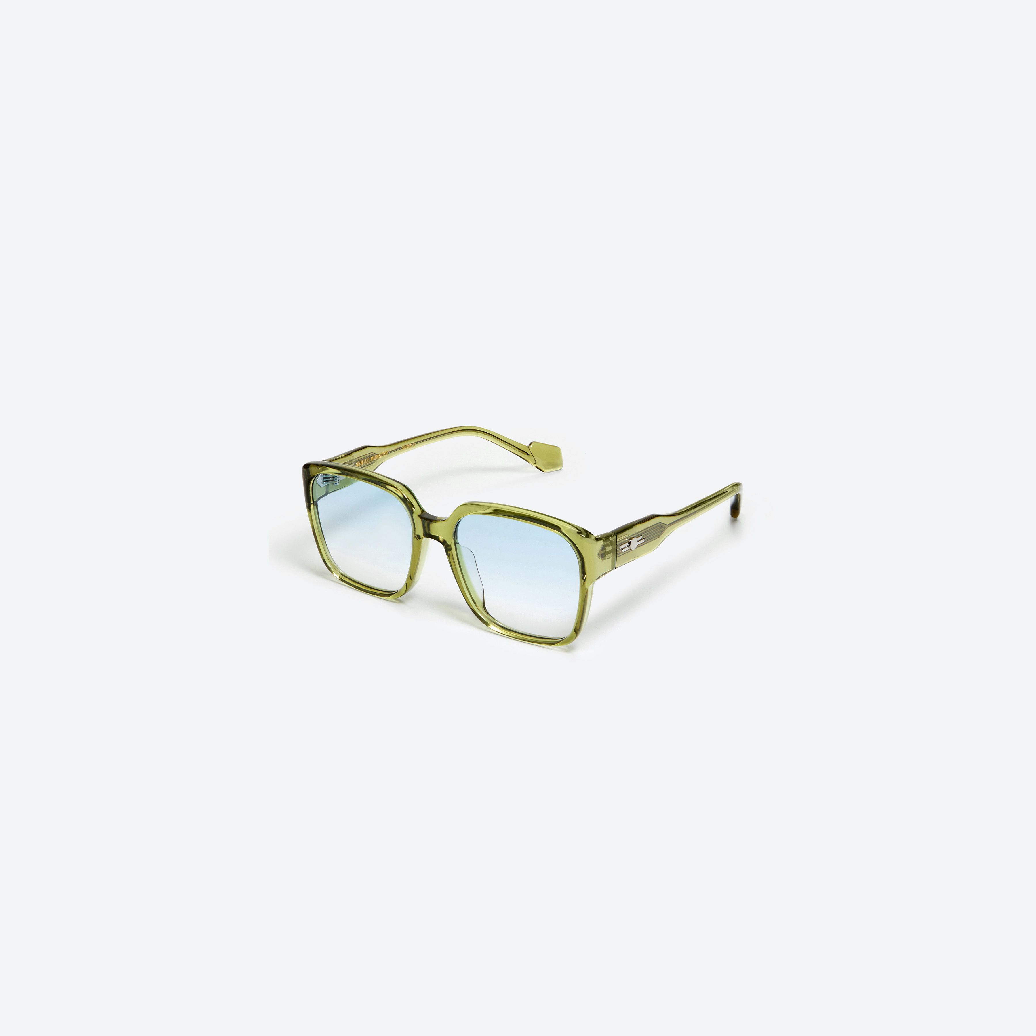 45-degree view of Gentle Monster Loopy OL1 Green Acetate framed Square glasses.