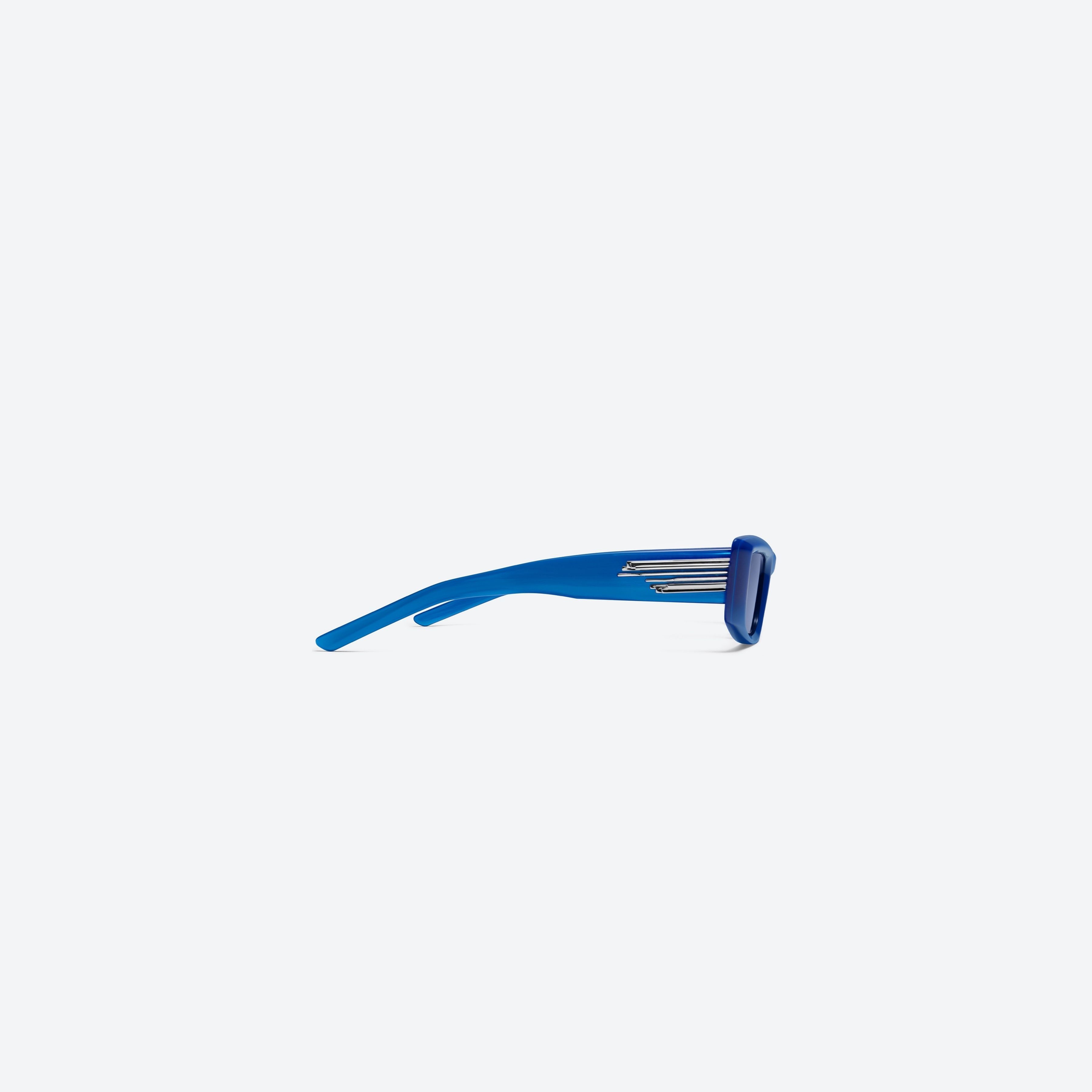 A detailed right view of Gentle Monster Silver Clouds BL3 Blue Acetate framed Square sunglasses.