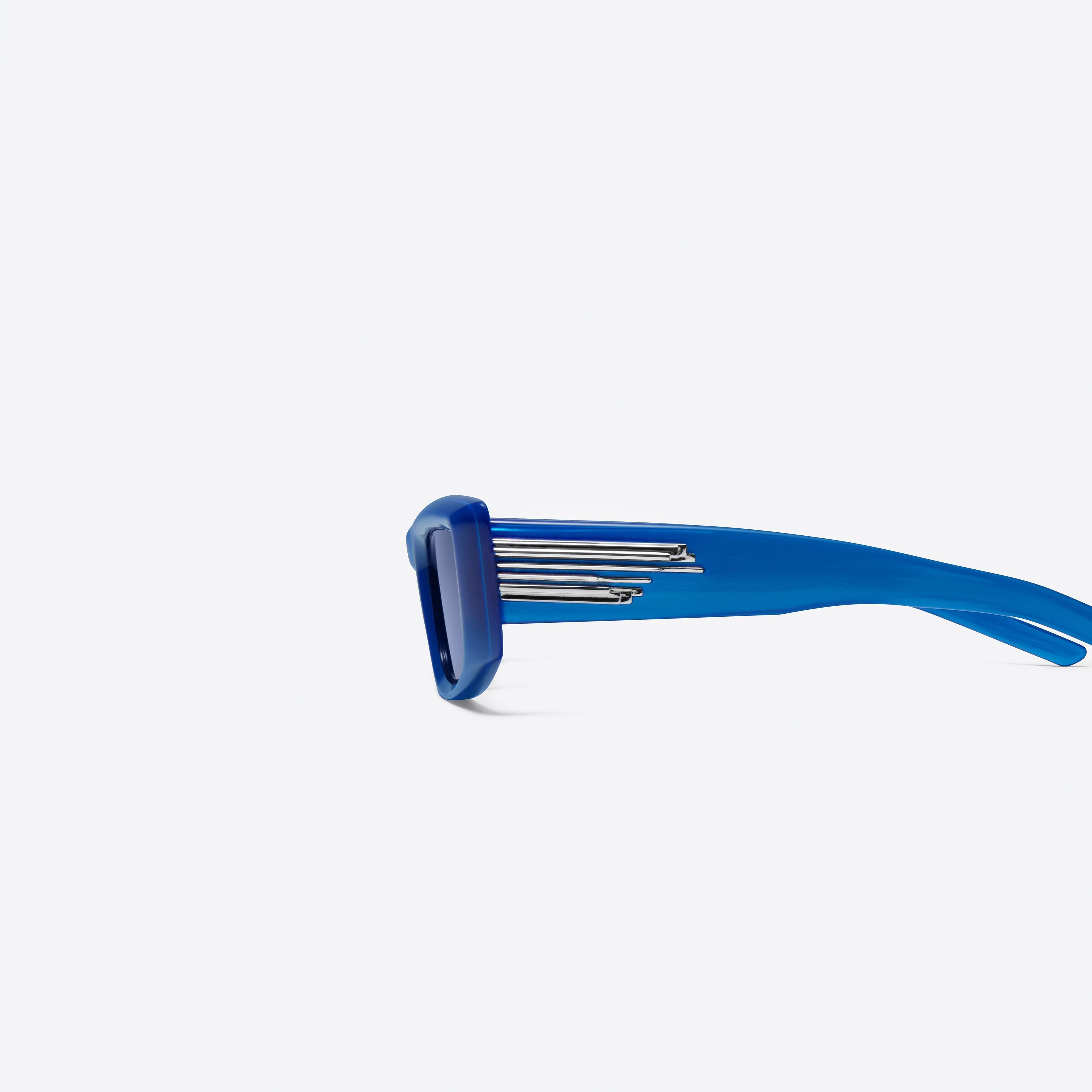 A detailed left view of Gentle Monster Silver Clouds BL3 Blue Acetate framed Square sunglasses.
