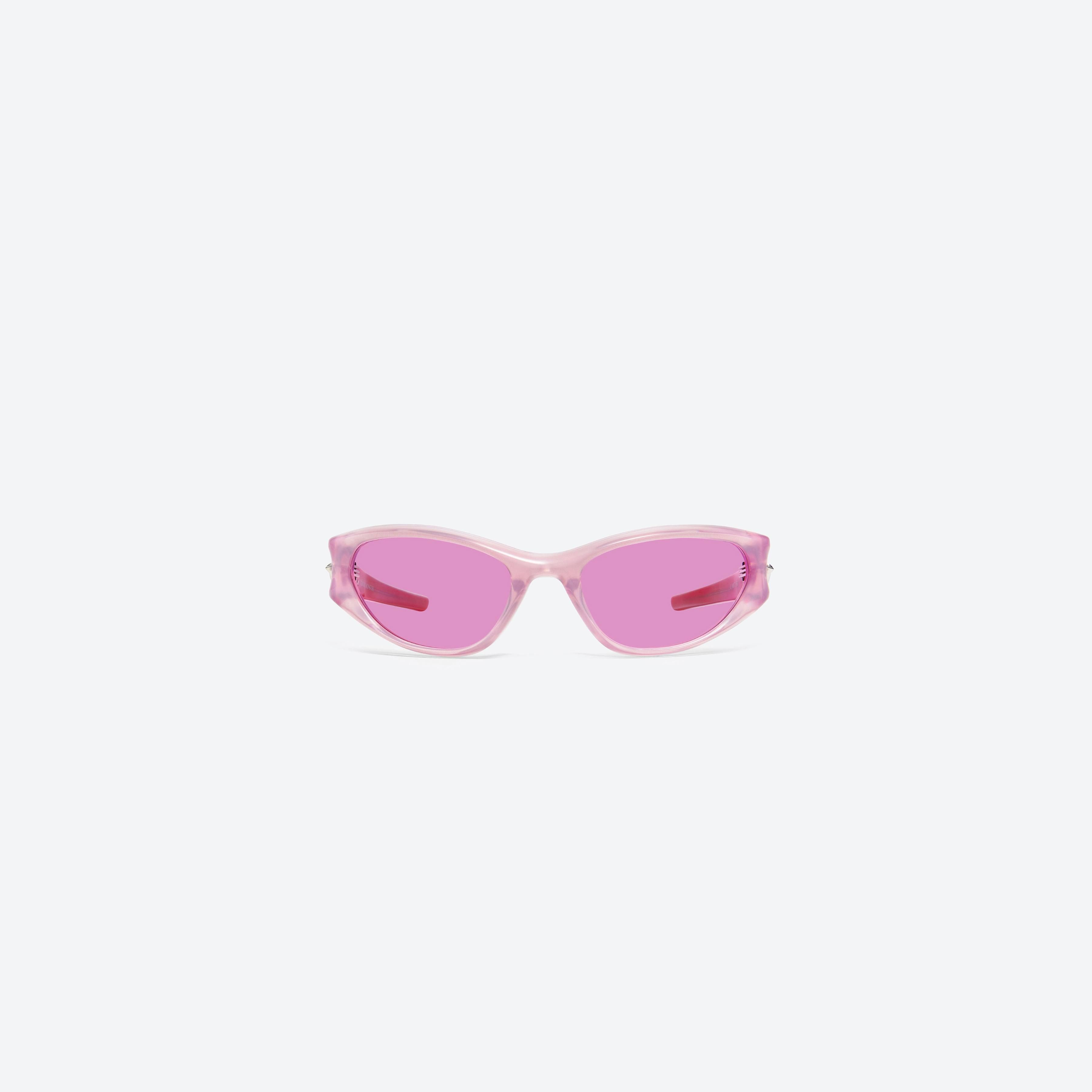 A front view of Gentle Monster Limitless SPC9 Pink Acetate framed Wraparound sunglasses.