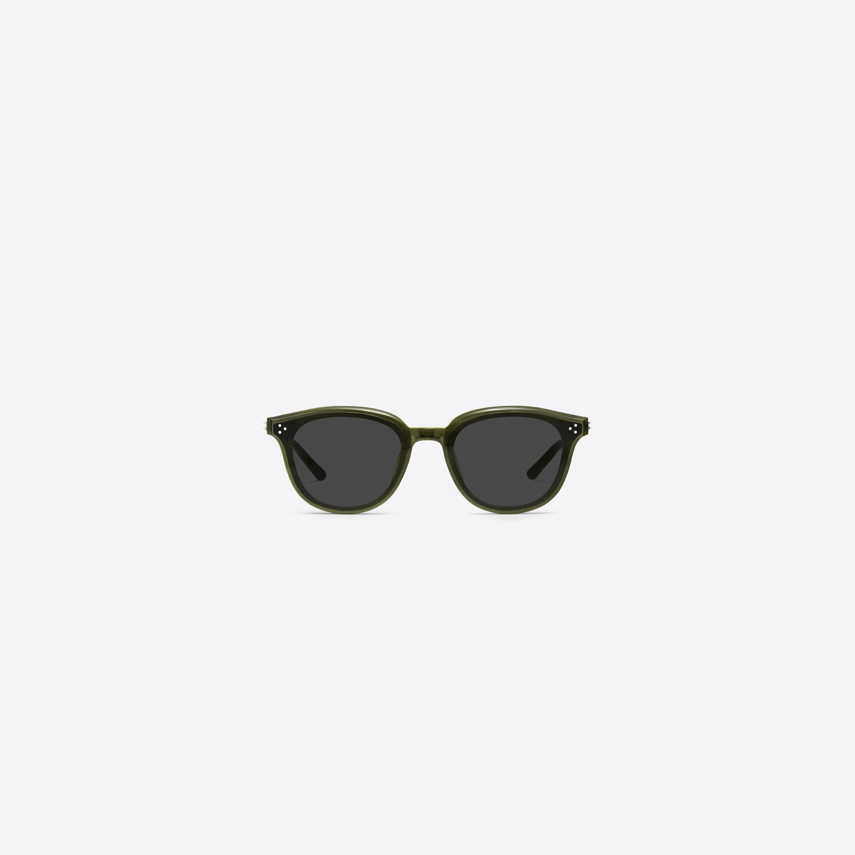 A front view of Gentle Monster DEAN KC2 Green Acetate framed Round sunglasses.