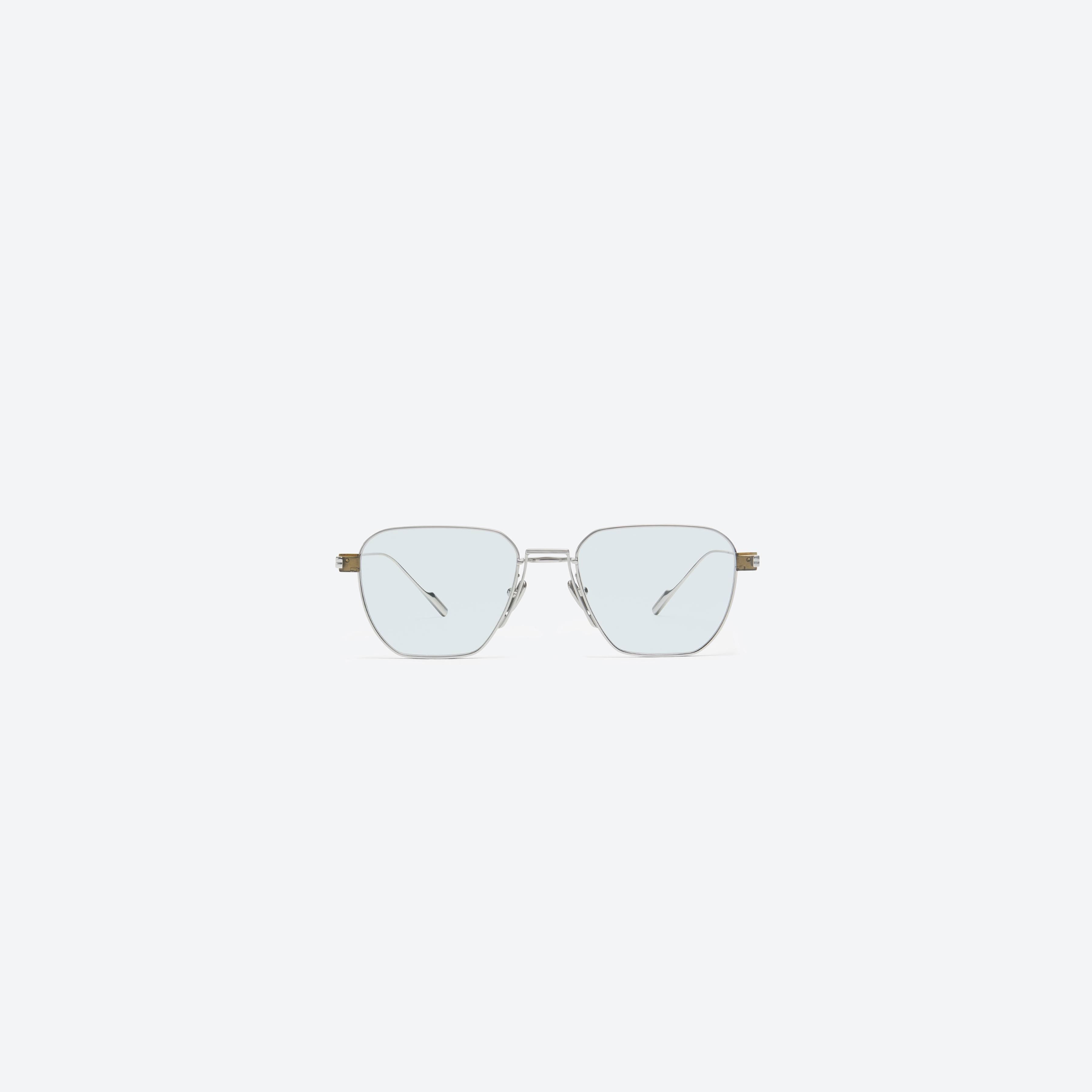 A front view of Gentle Monster Tap Tap KC3(GR) Green Mixed framed Square glasses.