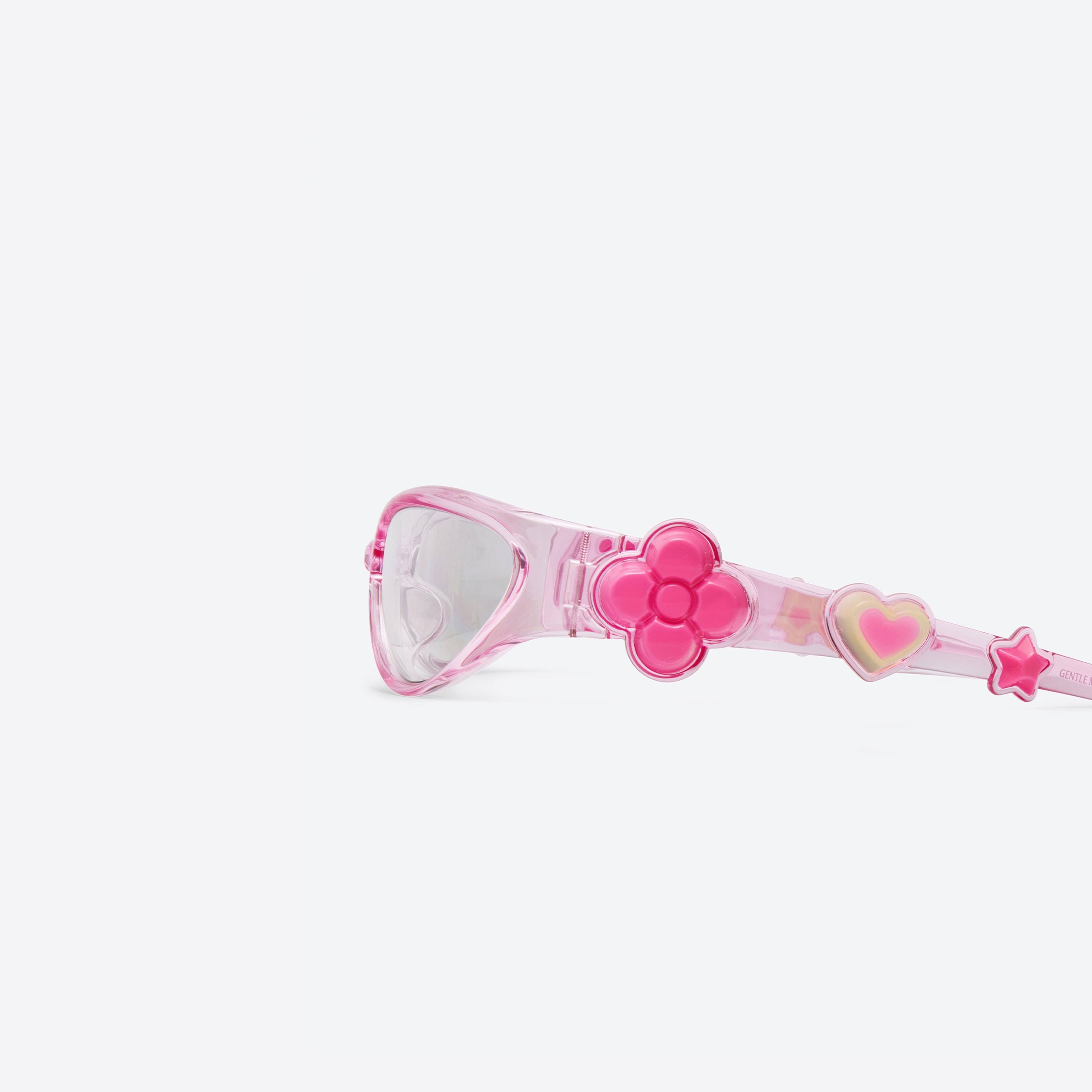 A detailed left view of Gentle Monster Gummy PC12 Pink Nylon framed Wraparound sunglasses.