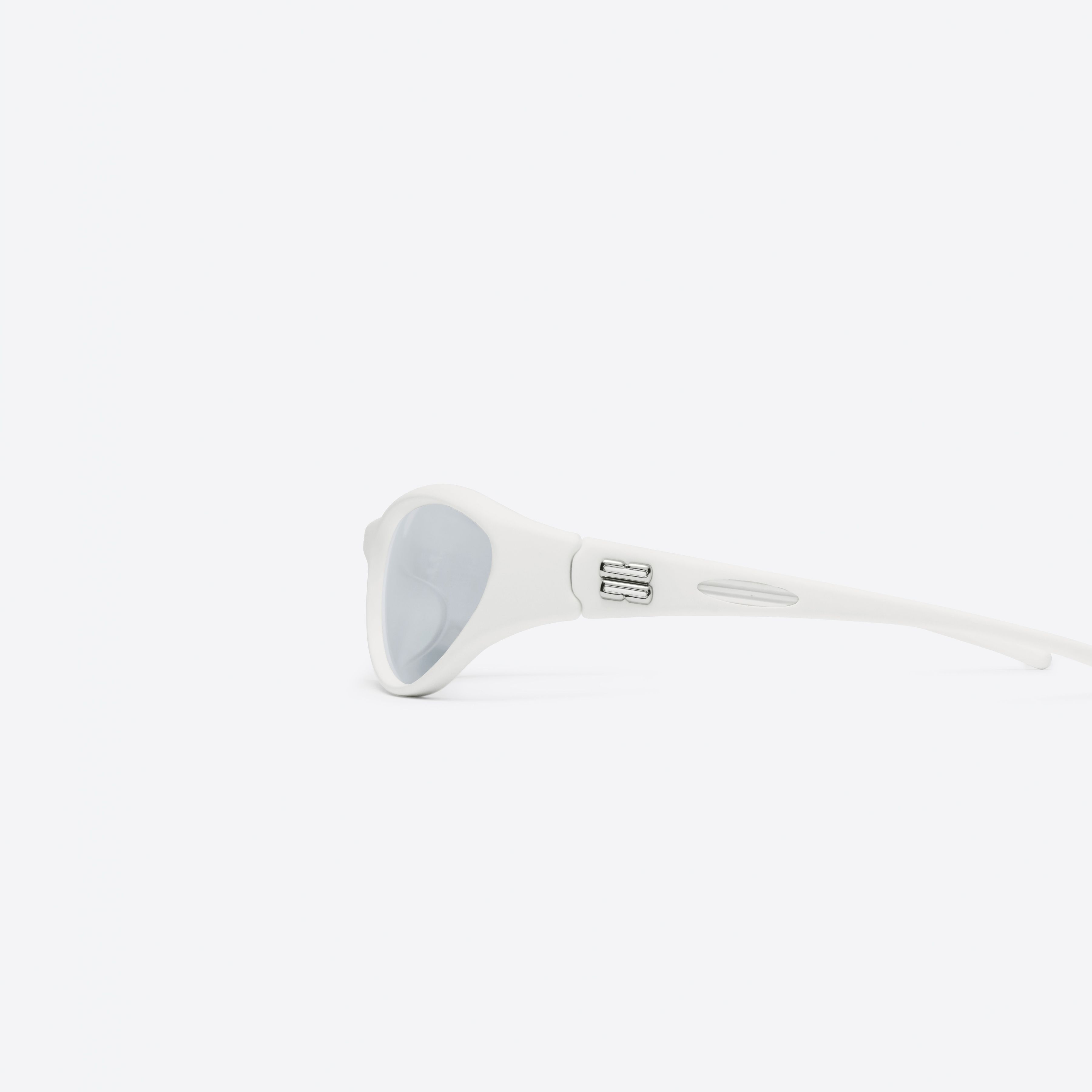 A detailed left view of Gentle Monster SUGAR BUFF W3 White Nylon framed Wraparound sunglasses.