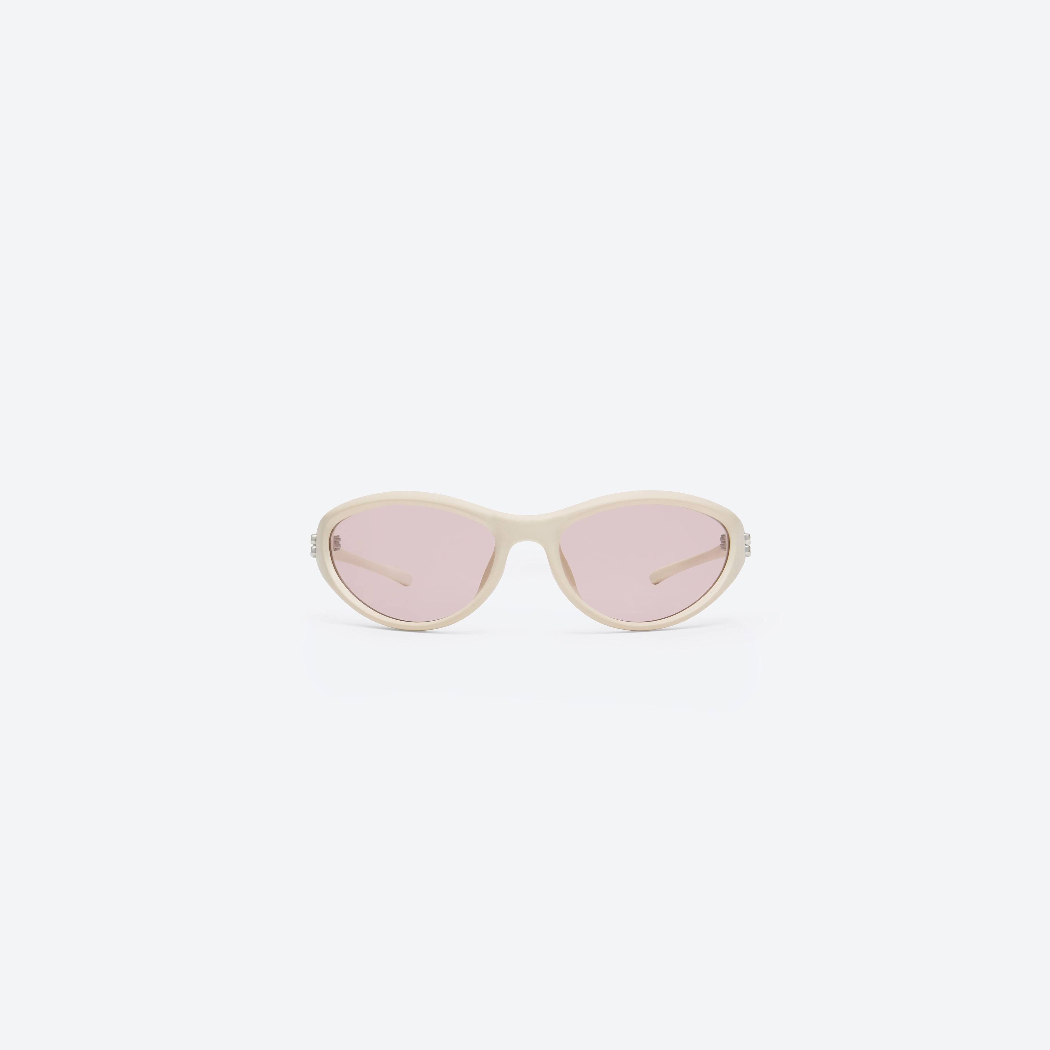 A front view of Gentle Monster Sugar Buff IV2 Ivory Nylon framed Wraparound sunglasses.