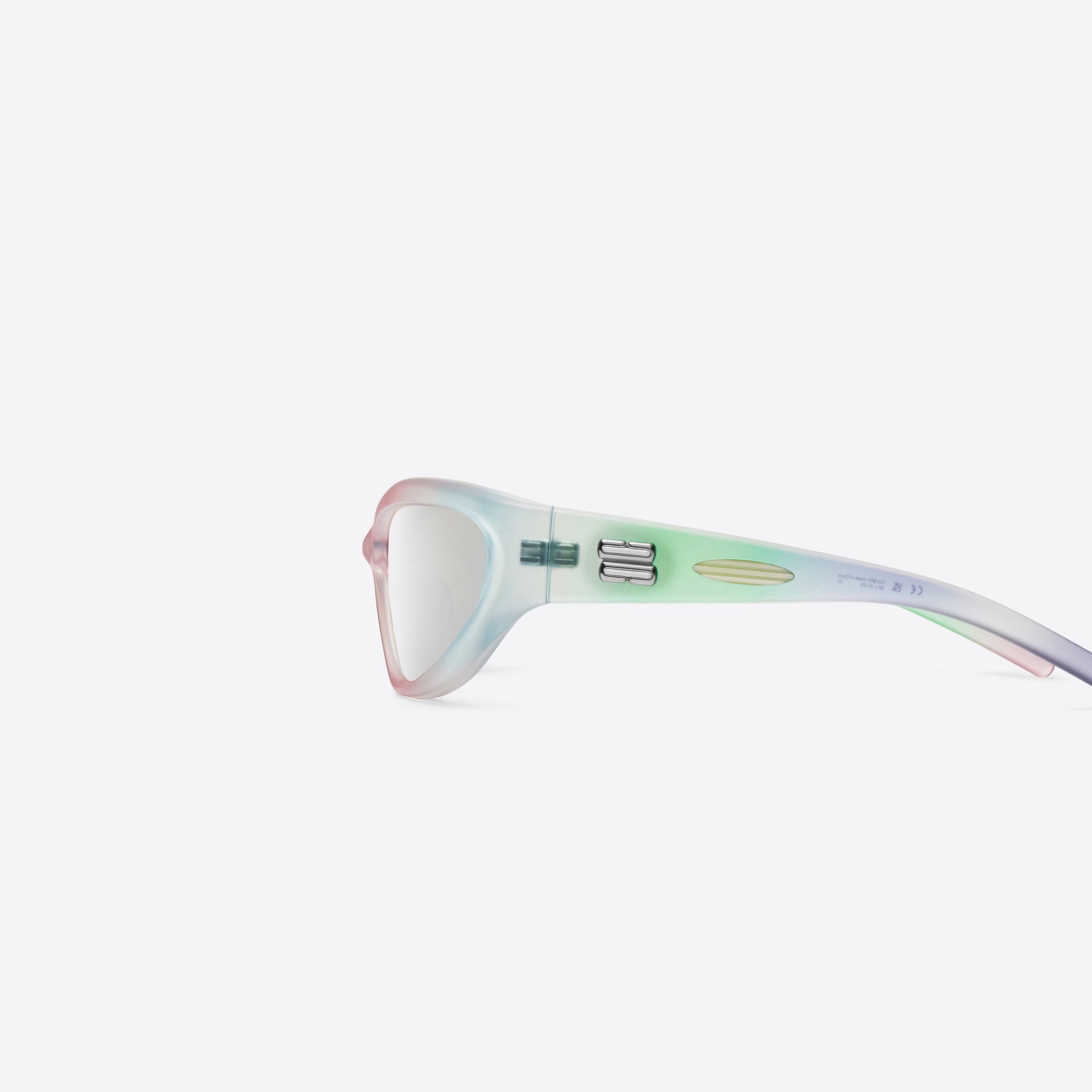 A detailed left view of Gentle Monster Panna Cotta MG1 Multicolored Nylon framed Wraparound sunglasses.