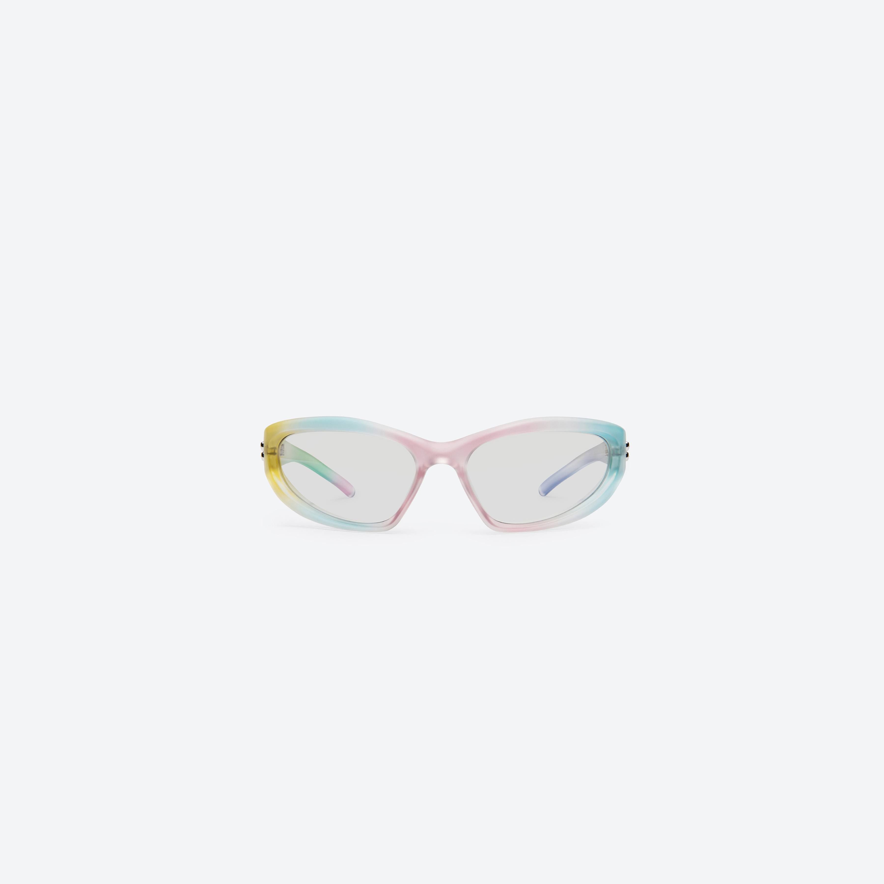 A front view of Gentle Monster Panna Cotta MG1 Multicolored Nylon framed Wraparound sunglasses.