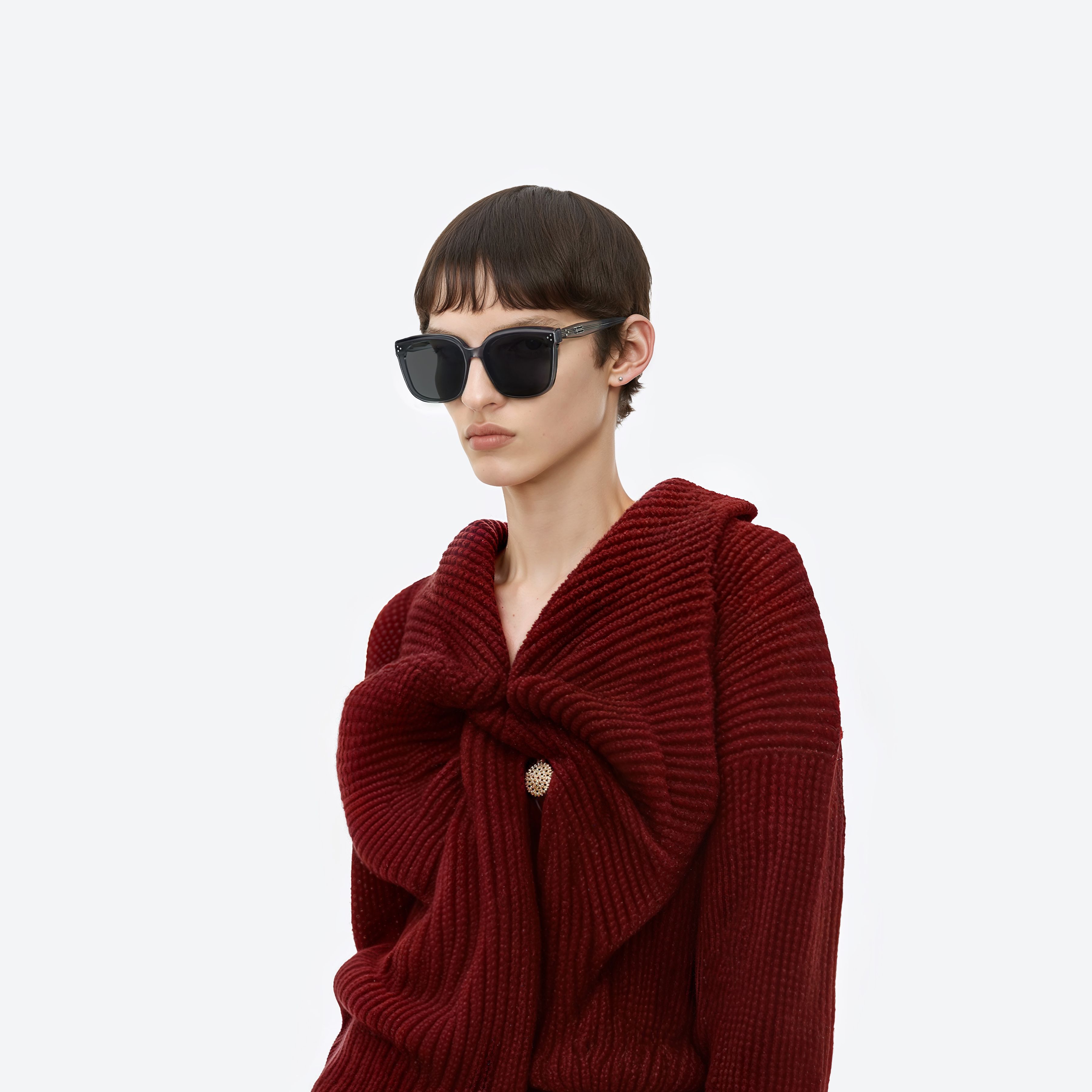 Model wearing the Dear G1 Gray Acetate framed Square sunglasses.