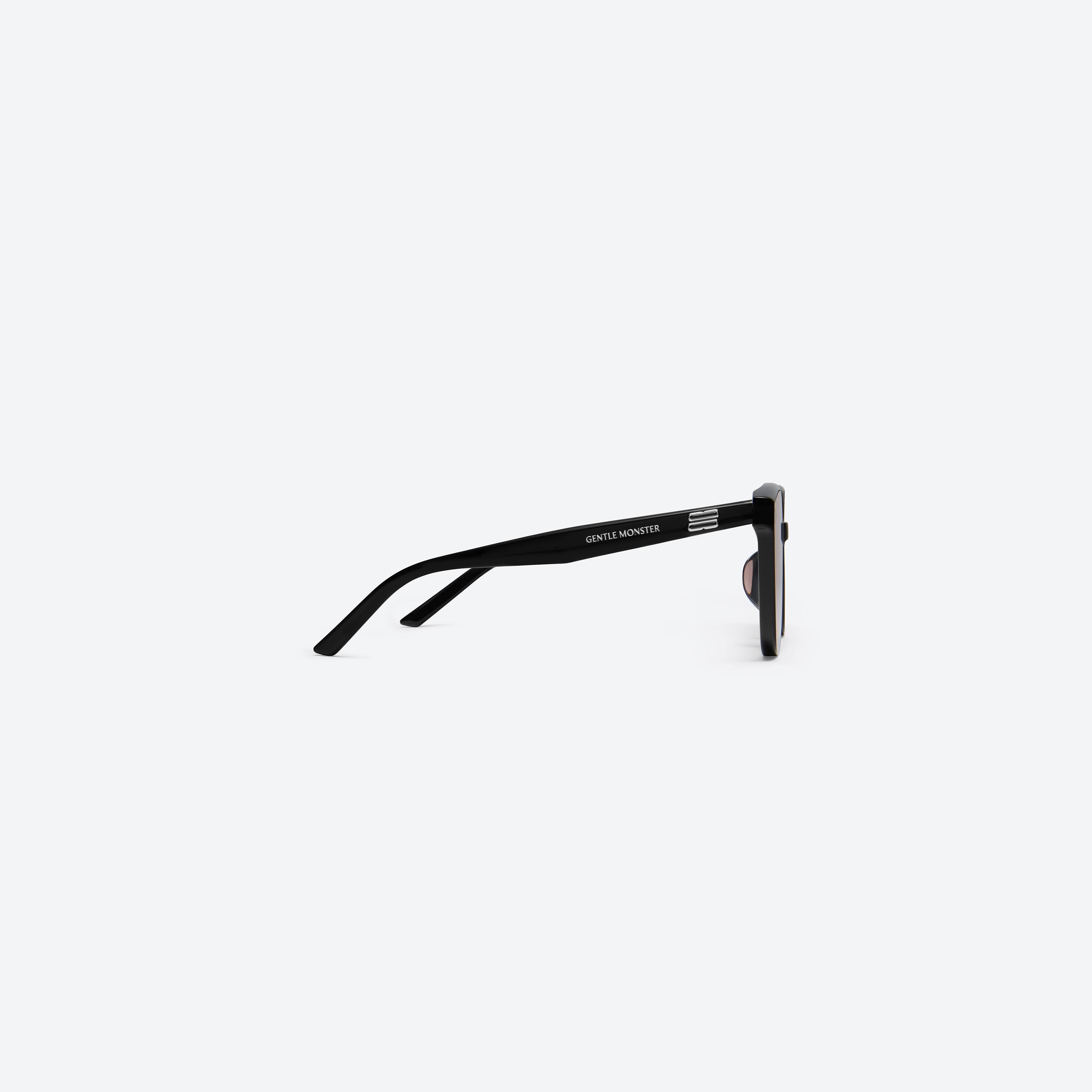 A detailed right view of Gentle Monster By 01(OR) Black Acetate framed Square sunglasses.