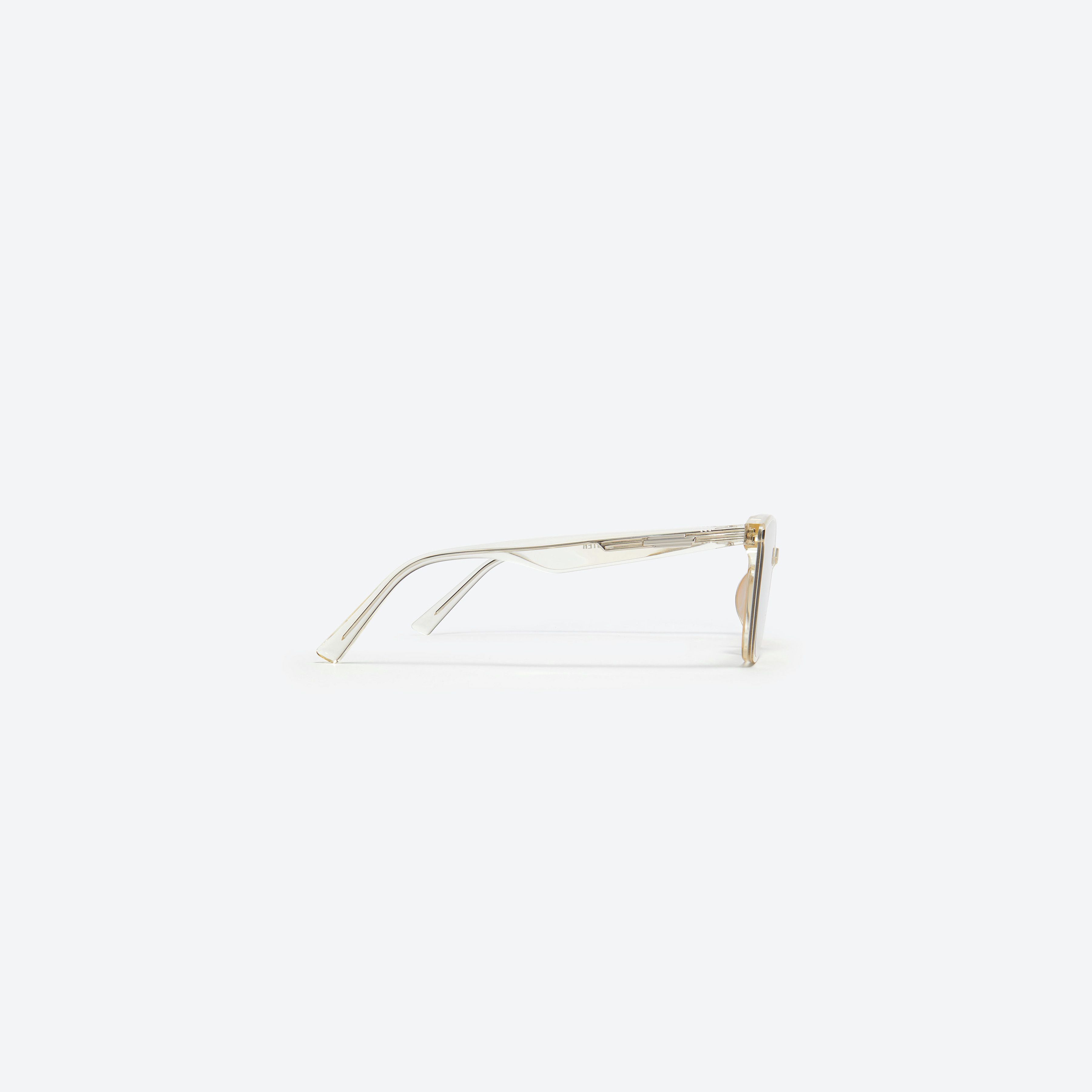 A detailed right view of Gentle Monster Lilit C3 Yellow Acetate framed Square sunglasses.