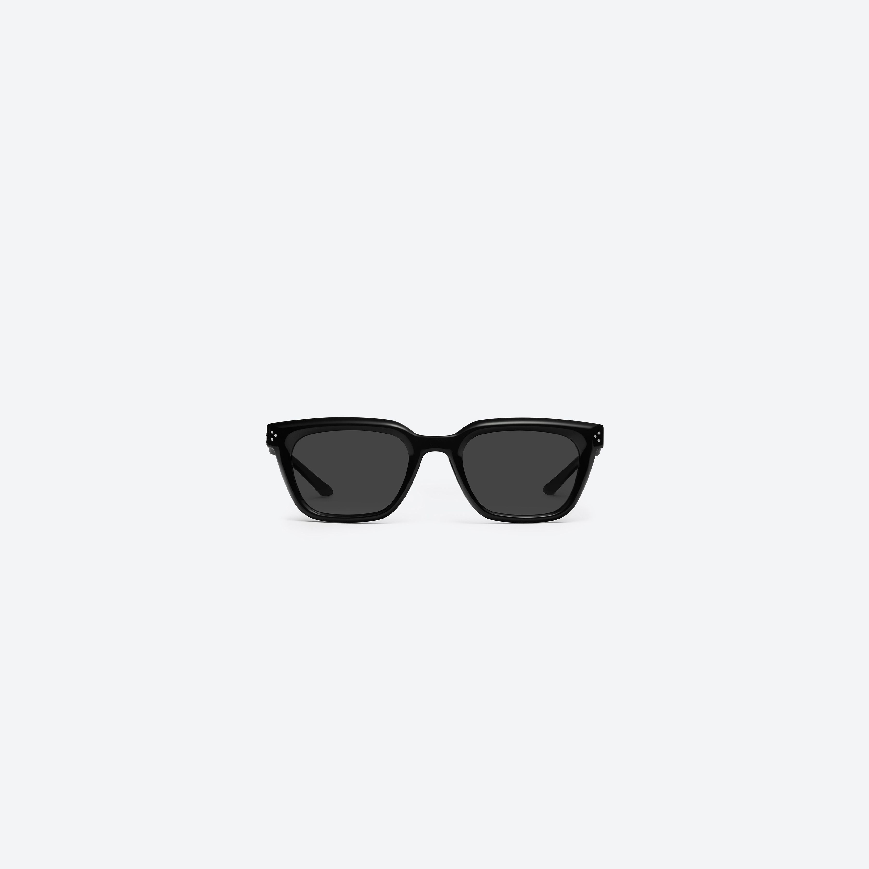 A front view of Gentle Monster HOVO 01 Black Acetate framed Square sunglasses.
