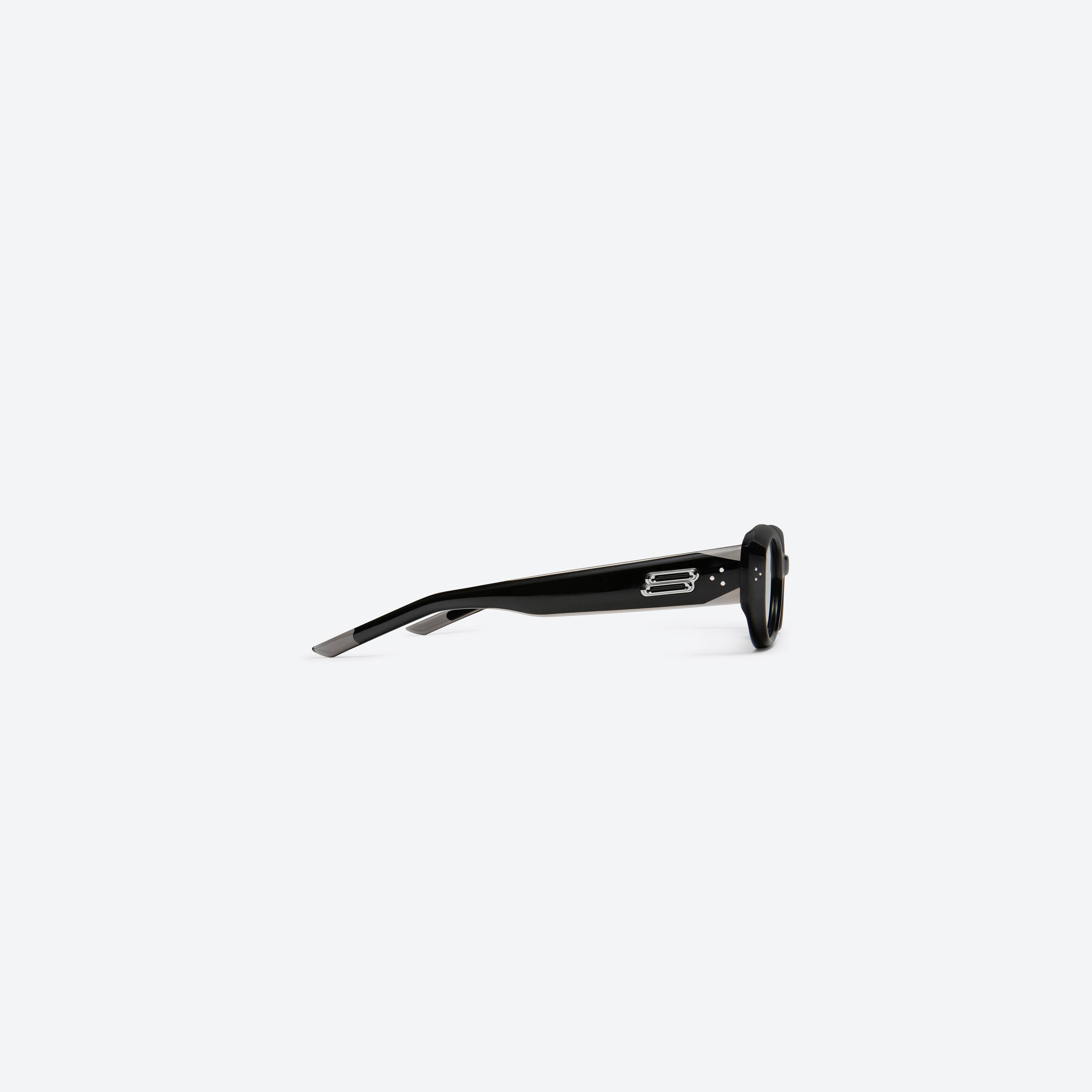 A detailed right view of Gentle Monster VOID 01 Black Acetate framed Oval sunglasses.
