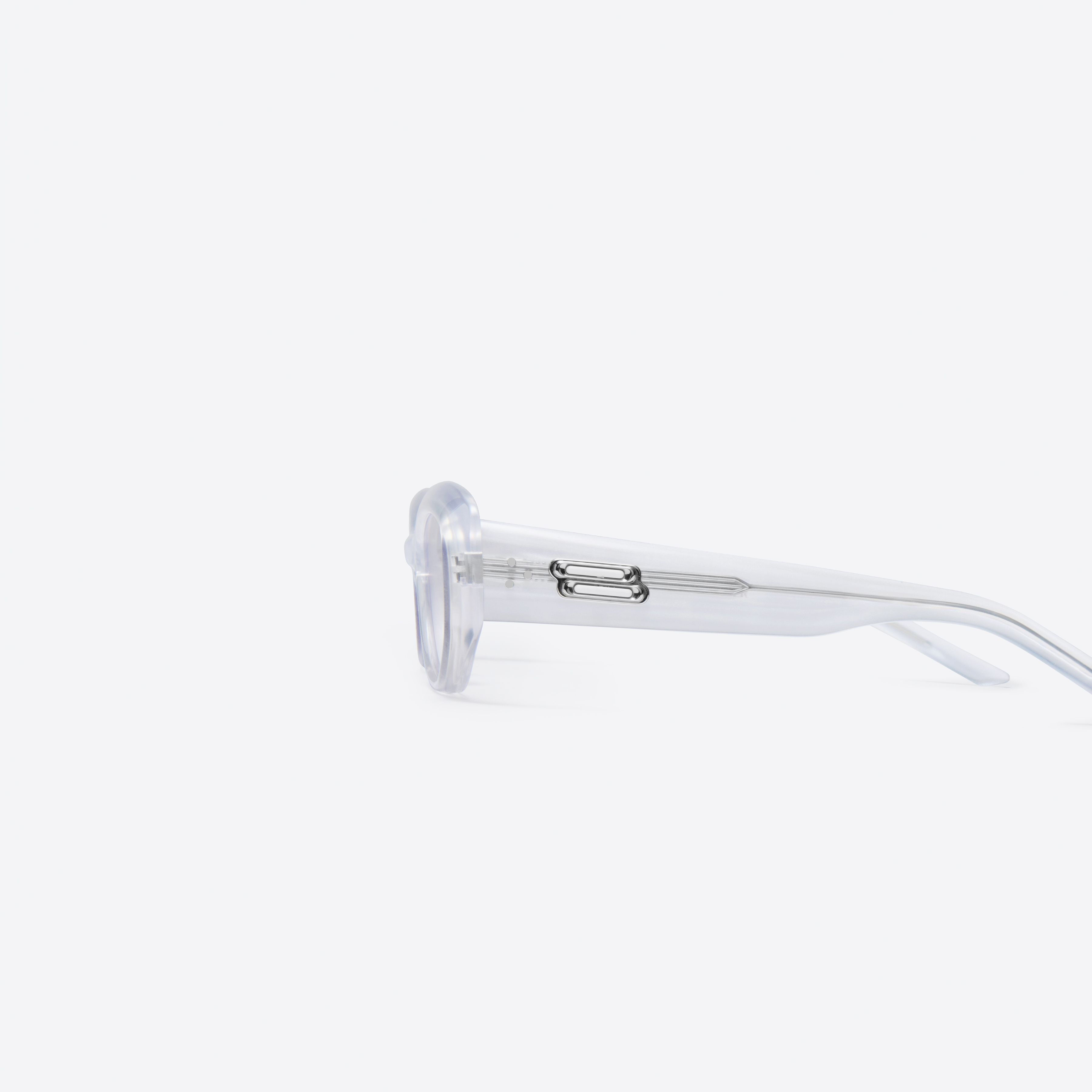 A detailed left view of Gentle Monster Row WC7 White Acetate framed Square sunglasses.