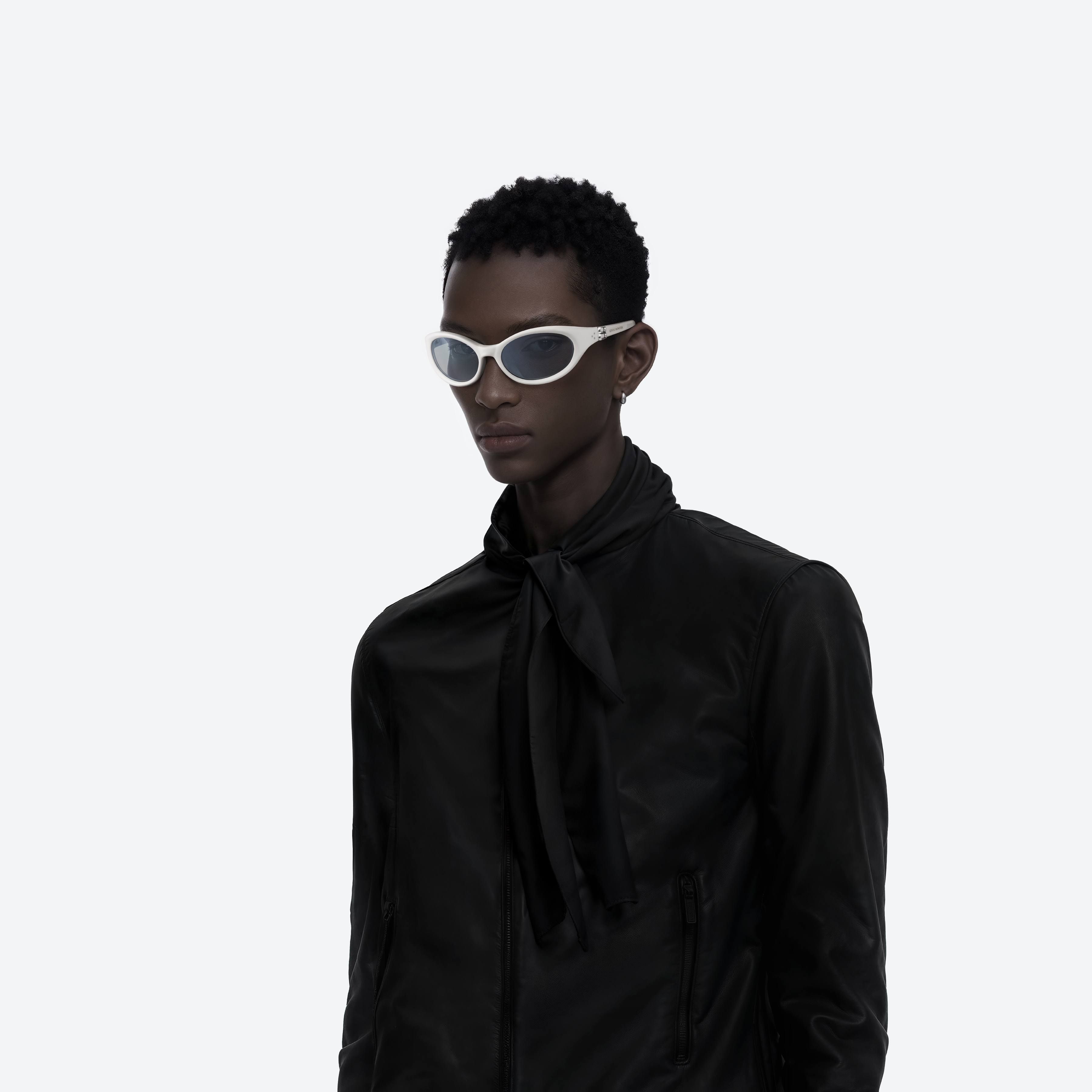 Model wearing the Ion W2 White Acetate framed Wraparound sunglasses.