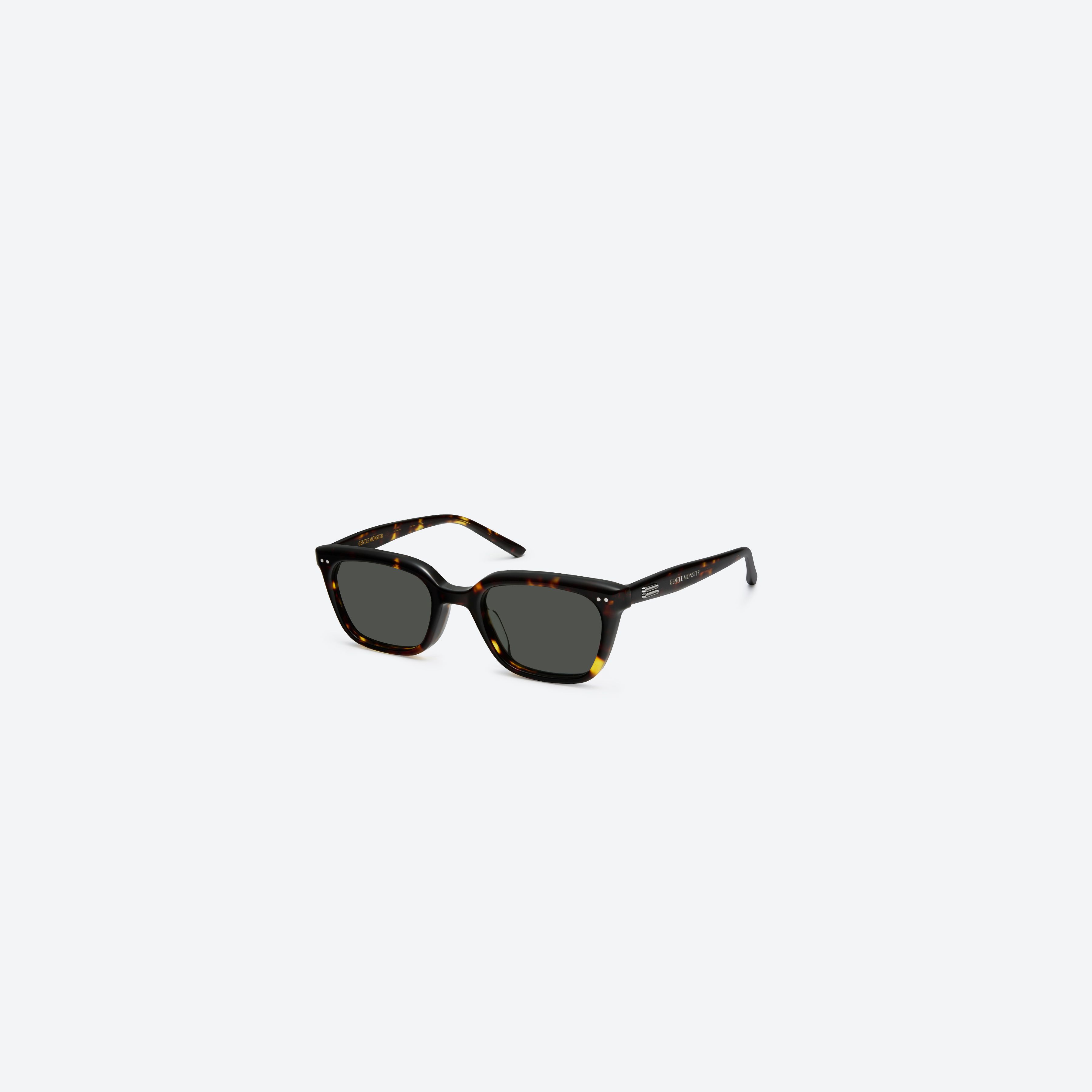 45-degree view of Gentle Monster Soho.s T9 Tortoise Acetate framed Square sunglasses.