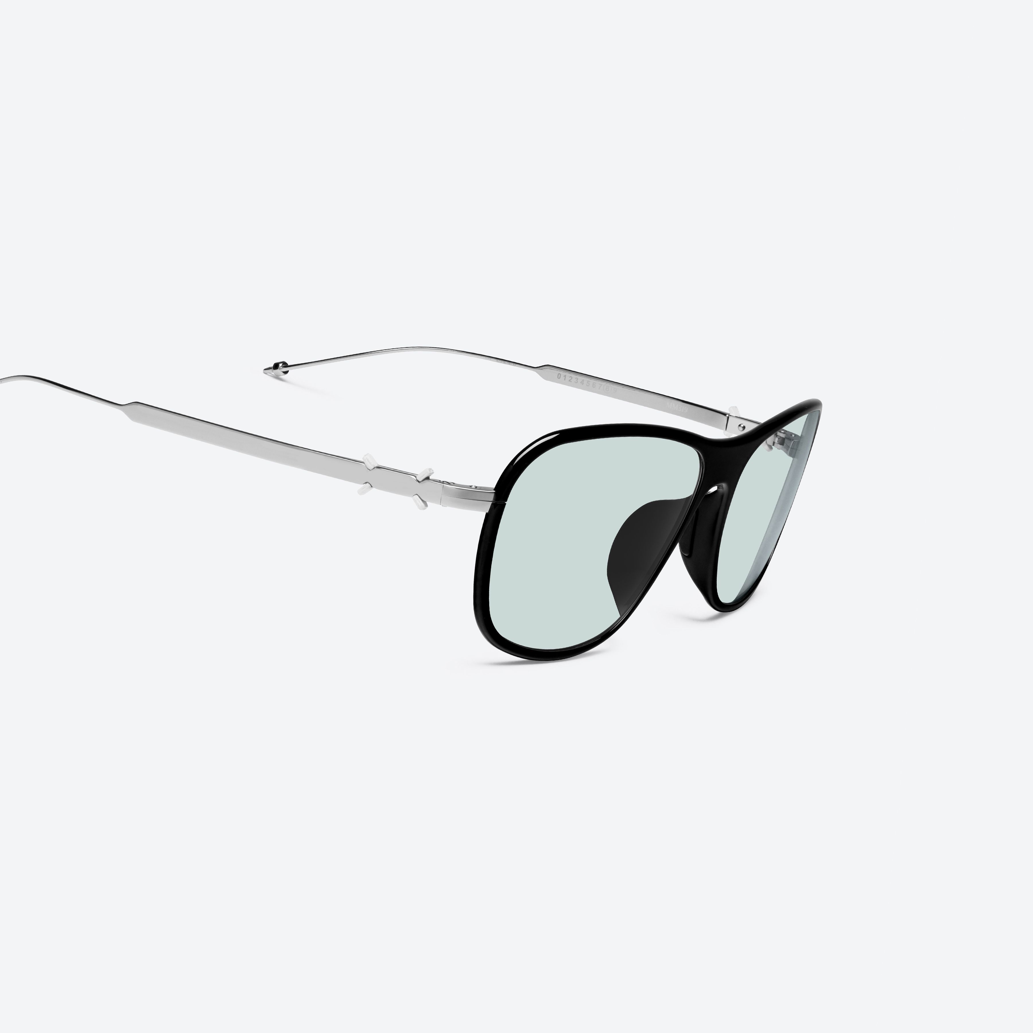 45-degree detailed view of Gentle Monster Maison Margiela - MM319 01 Black Metal framed Aviator sunglasses.