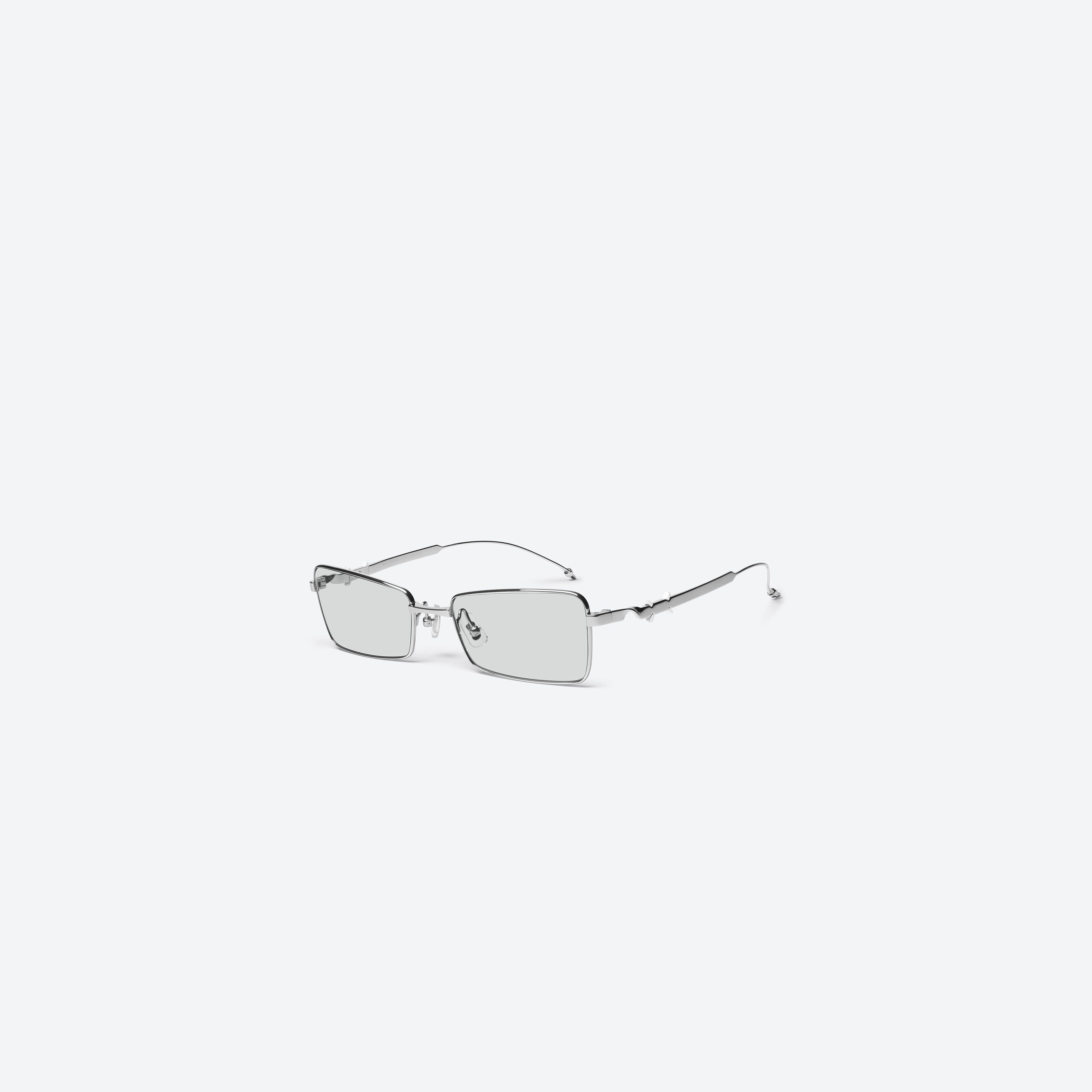 45-degree view of Gentle Monster Maison Margiela - MM302 02 Silver Metal framed Square sunglasses.