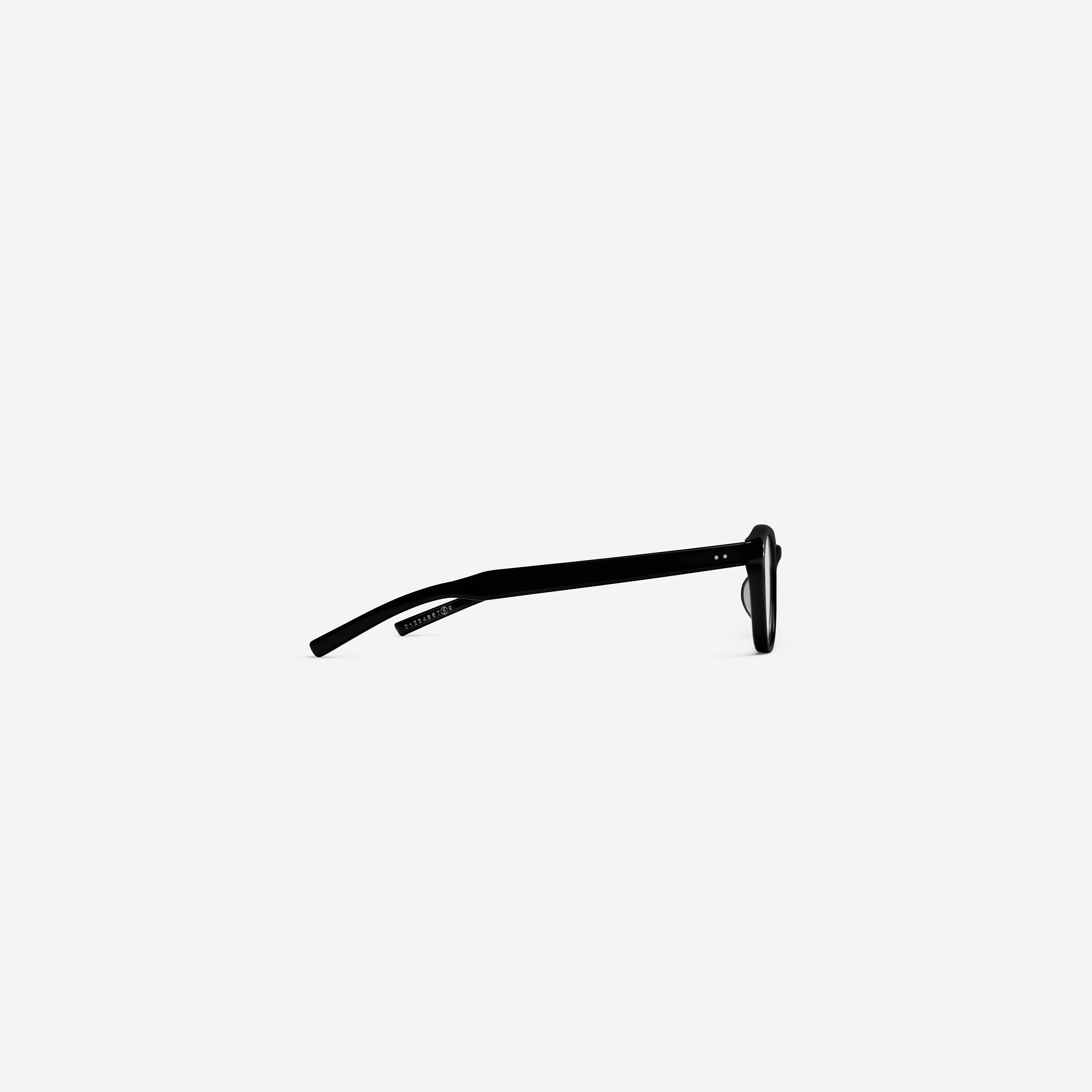 A detailed right view of Gentle Monster Maison Margiela - MM307 01 Black Acetate framed Square glasses.
