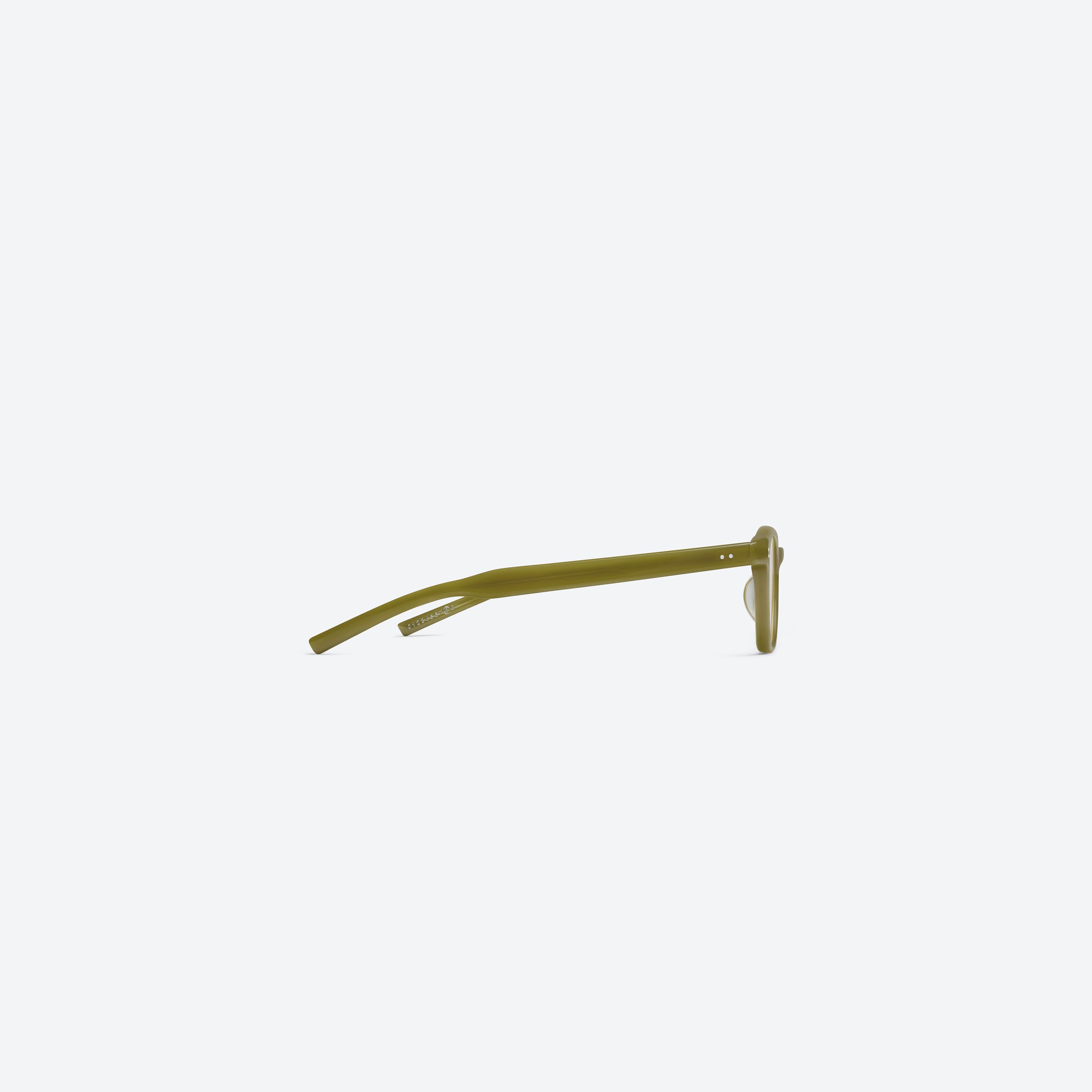 A detailed right view of Gentle Monster Maison Margiela - MM307 GRC7 Green Acetate framed Square glasses.