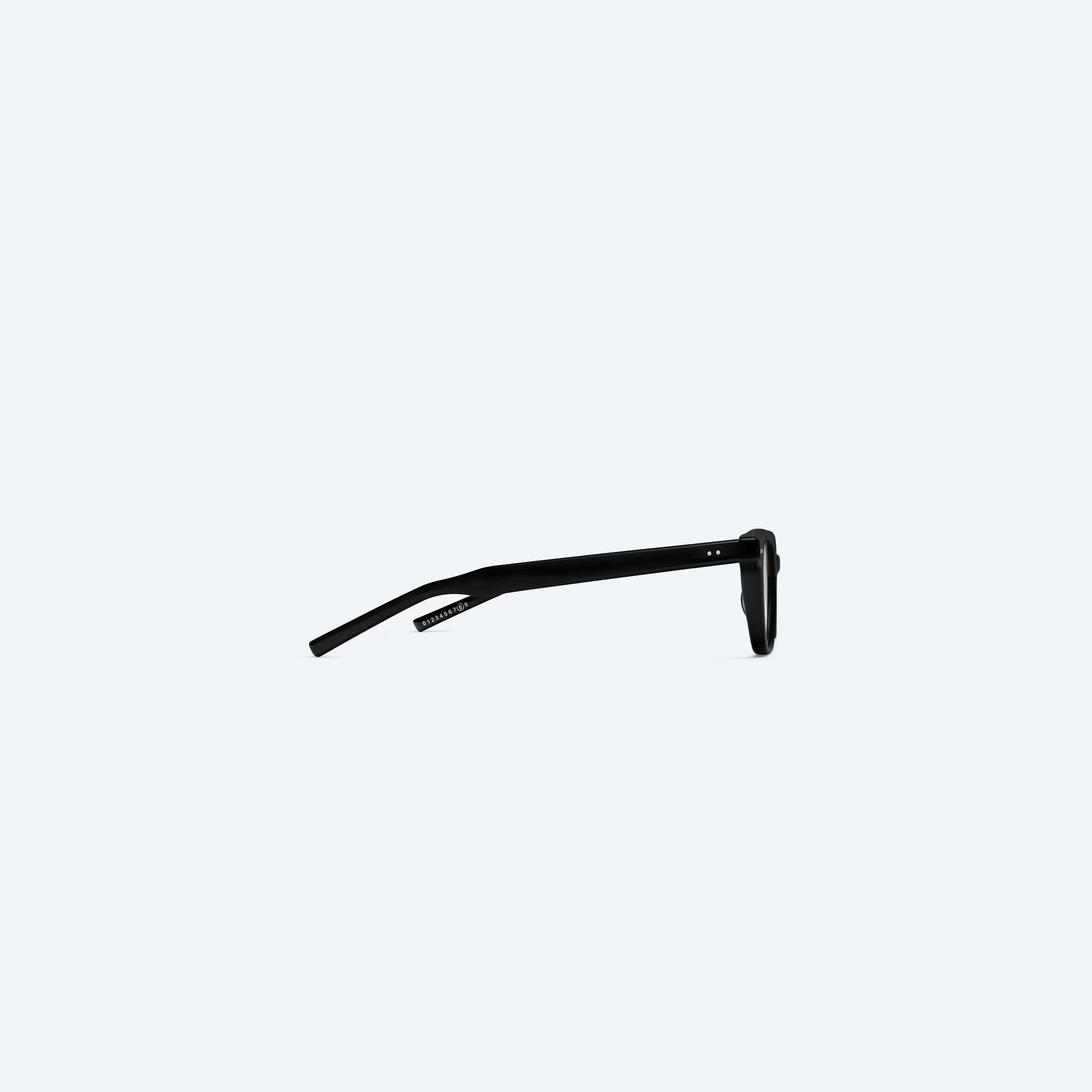 A detailed right view of Gentle Monster Maison Margiela - MM308 01 Black Acetate framed Square glasses.