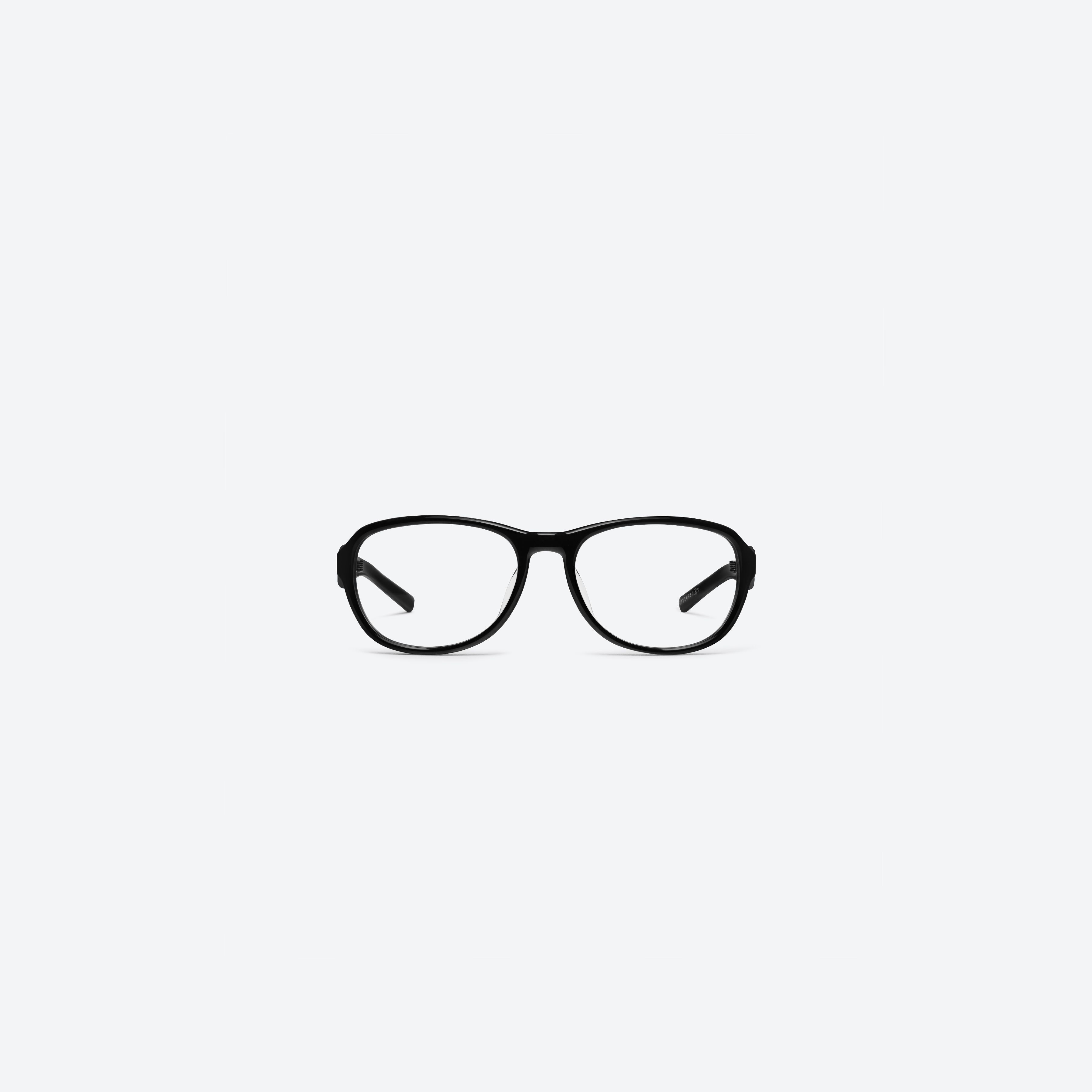 A front view of Gentle Monster Maison Margiela - MM303 01 Black Acetate framed Aviator glasses.