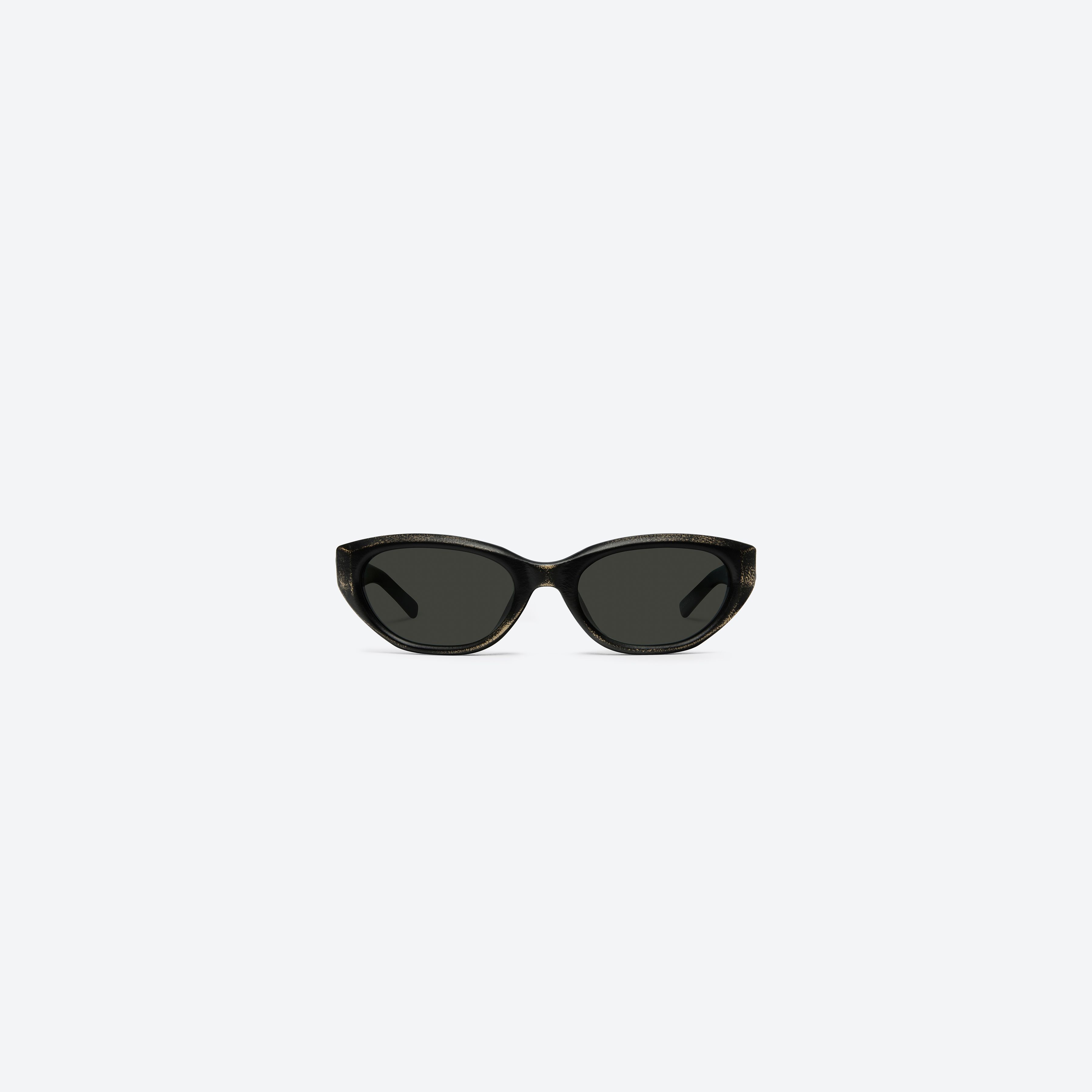 A front view of Gentle Monster Maison Margiela - MM305 Leather LBK2 Similar Black Acetate framed Cat-eye sunglasses.