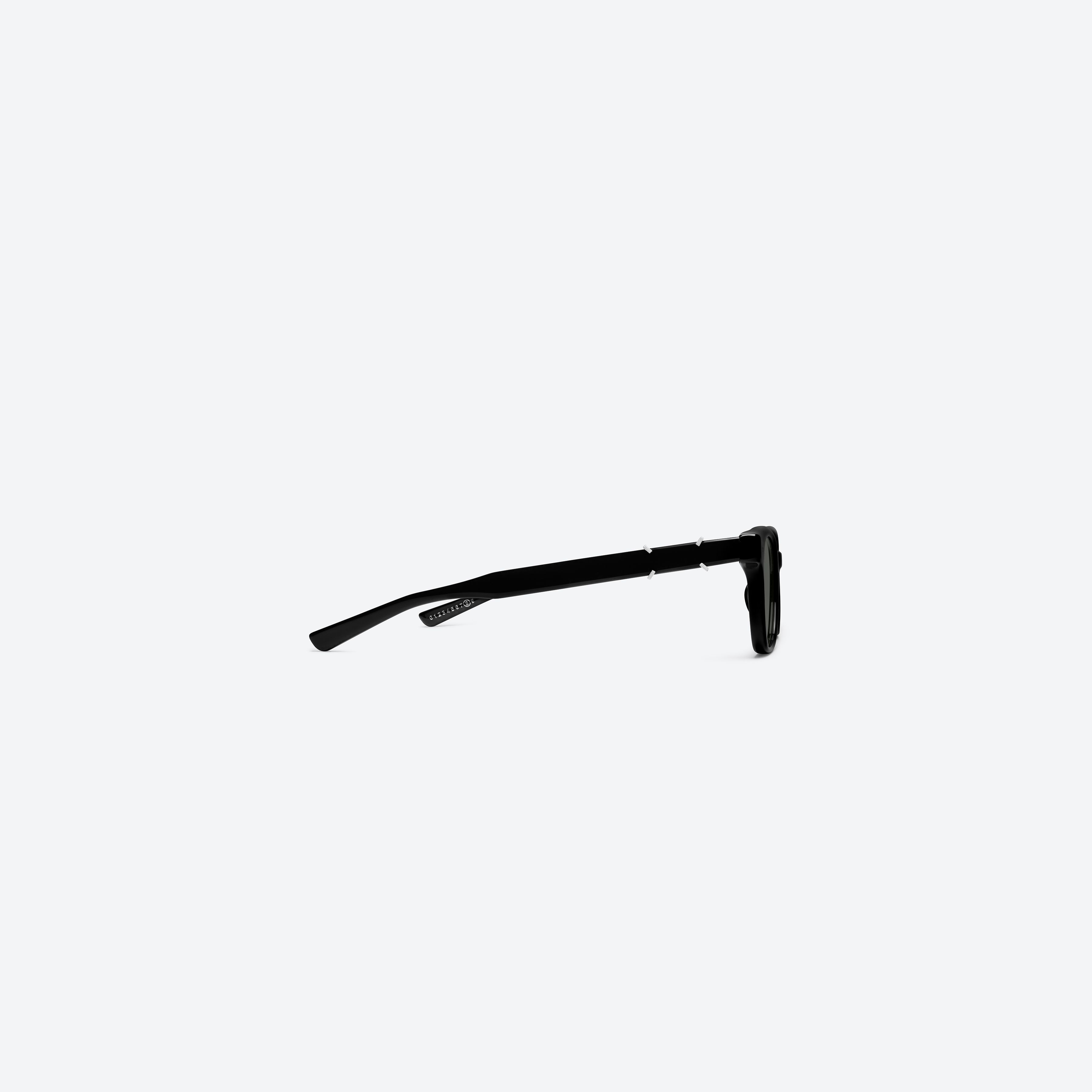 A detailed right view of Gentle Monster Maison Margiela - MM316 01 Black Acetate framed Square sunglasses.