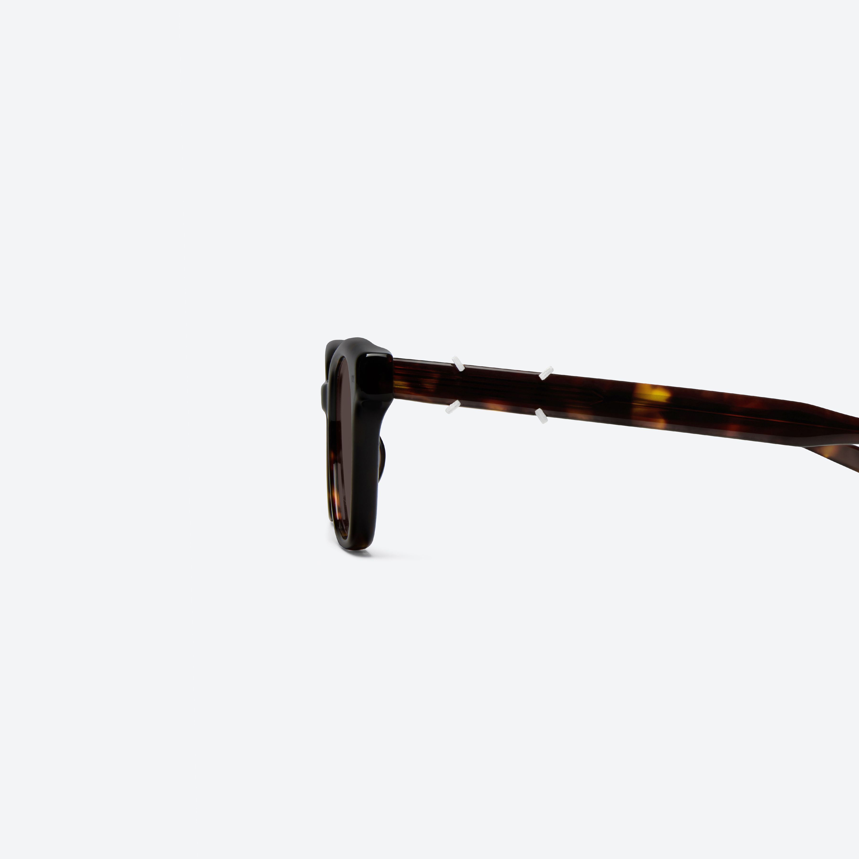 A detailed left view of Gentle Monster Maison Margiela - MM316 T1 Tortoise Acetate framed Square sunglasses.