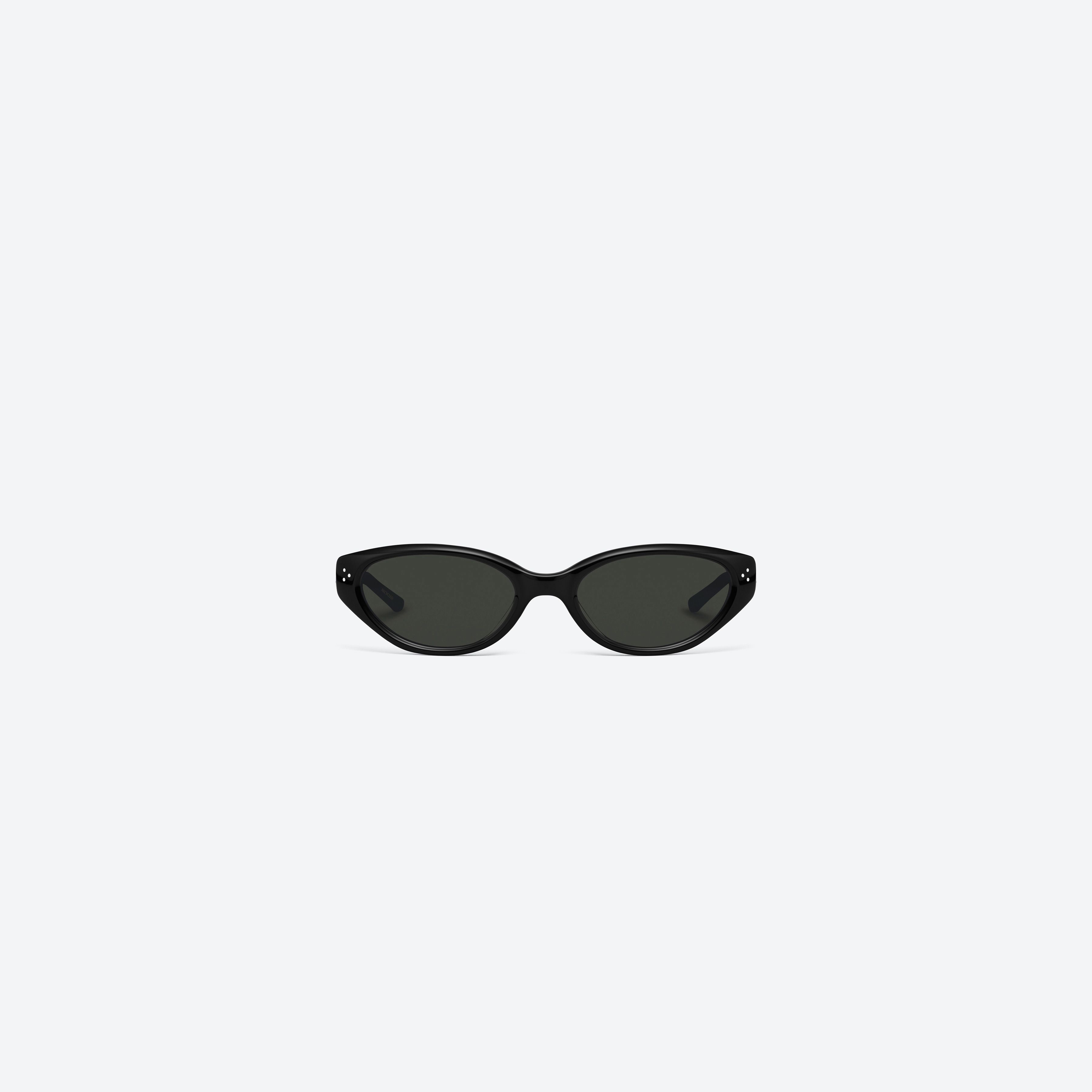 A front view of Gentle Monster Vanilla 01 Recycled Similar Black Acetate Renew framed Cat-eye sunglasses.