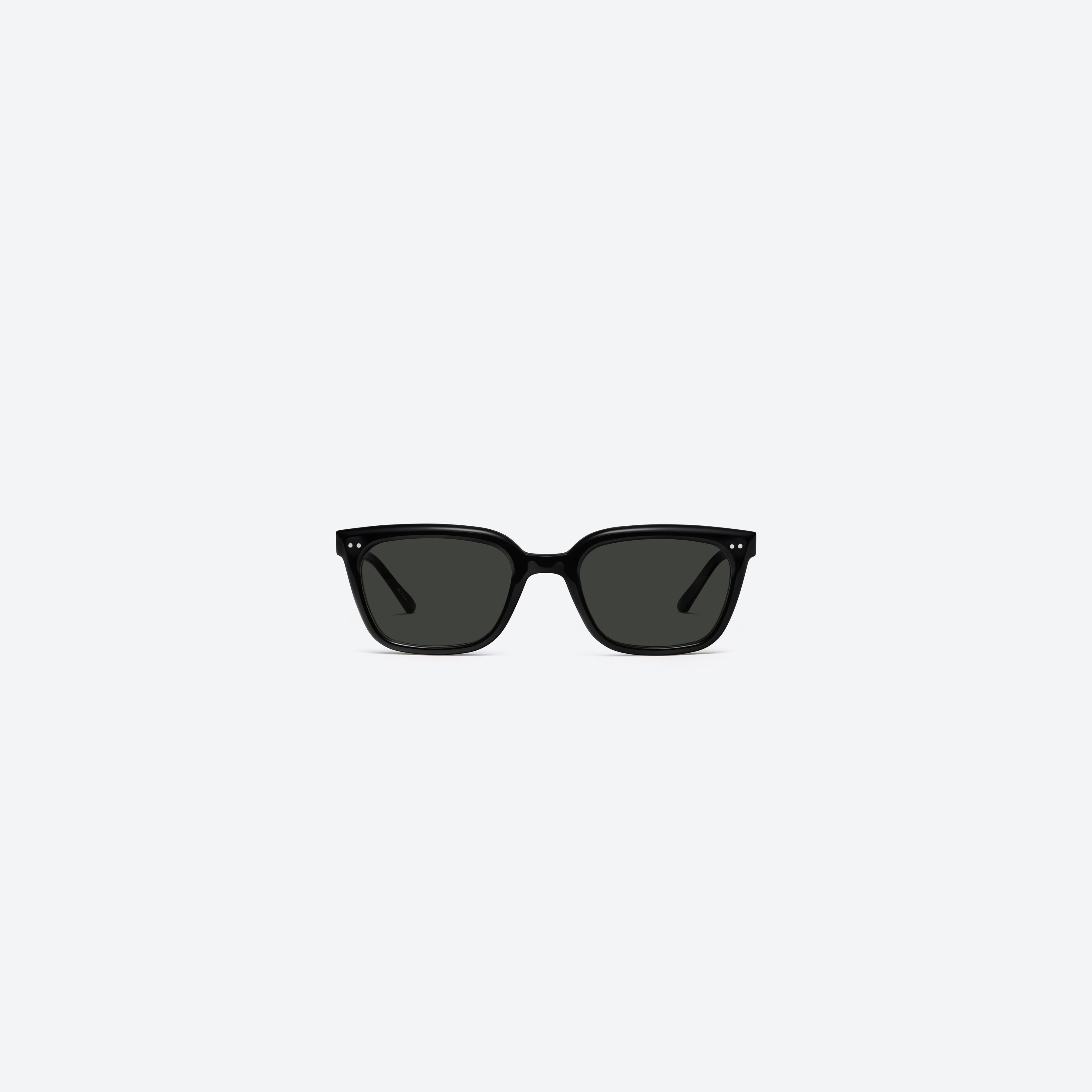 A front view of Gentle Monster Soho 01 Recycled Similar Black Acetate Renew framed Square sunglasses.
