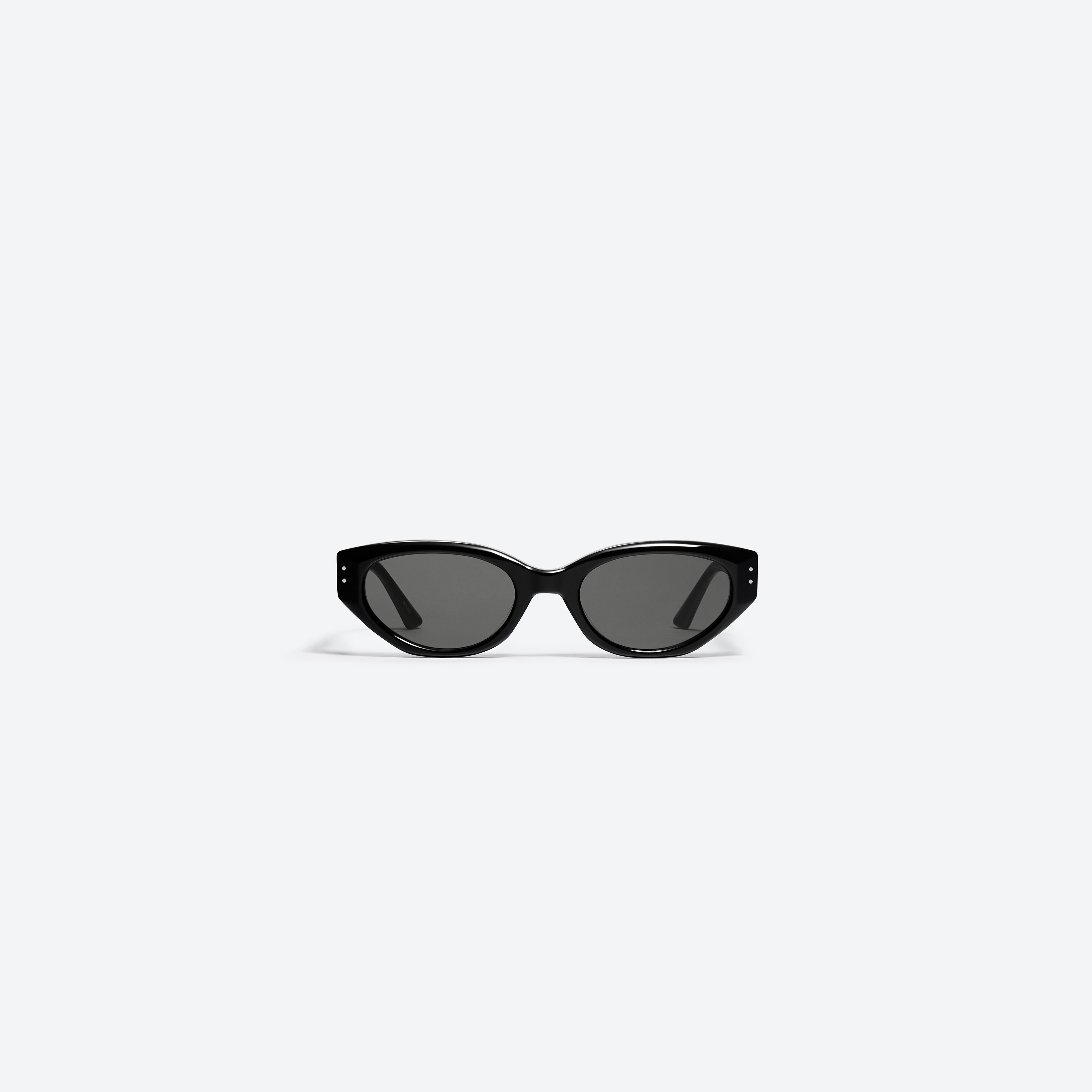 A front view of Gentle Monster Rococo 01 Recycled Similar Black Acetate Renew framed Cat-eye sunglasses.