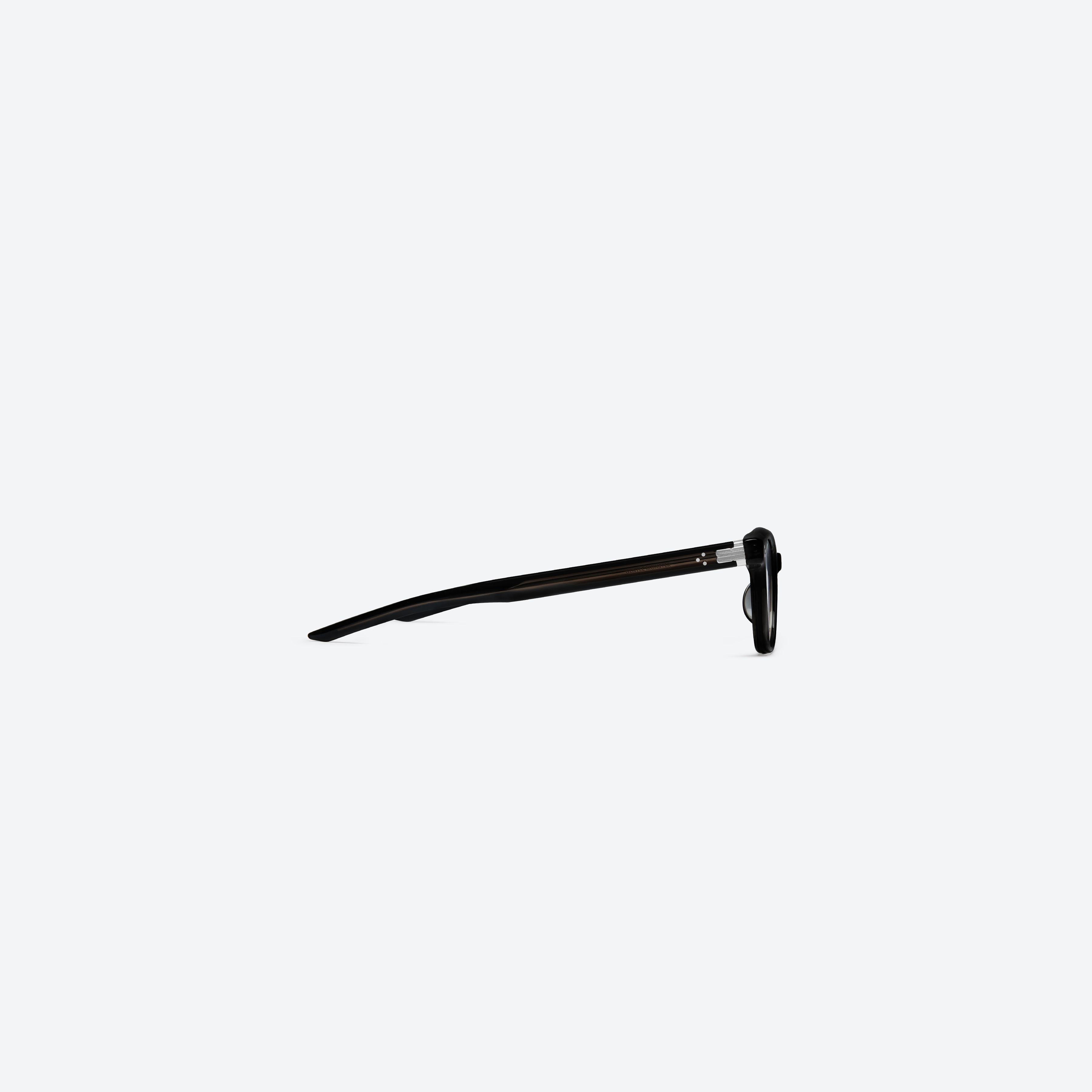 A detailed right view of Gentle Monster Cord 01 Black Acetate framed Square glasses.