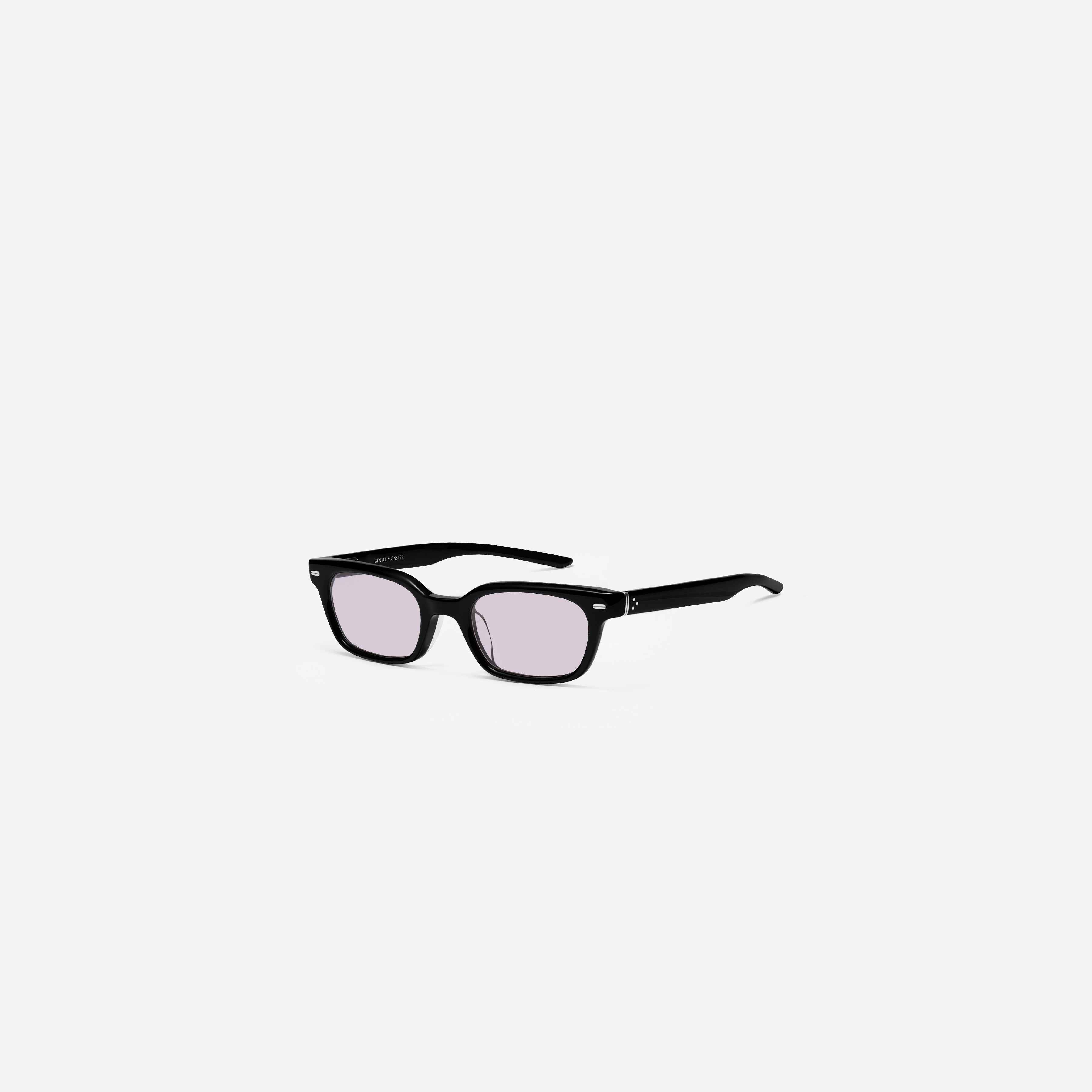 45-degree view of Gentle Monster Ade 01(v) Black Acetate framed Square sunglasses.