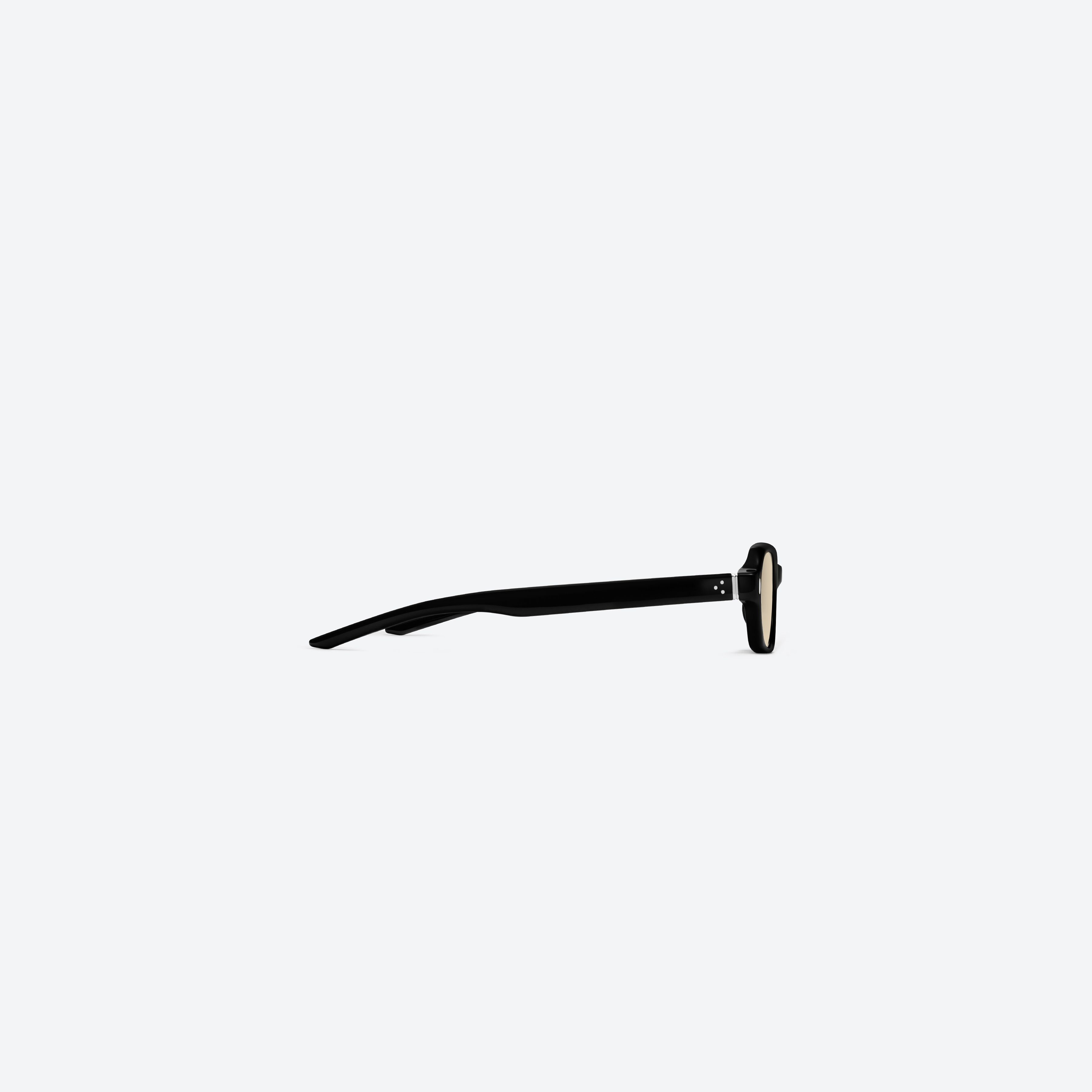 A detailed right view of Gentle Monster Cai 01 Black Acetate framed Aviator sunglasses.