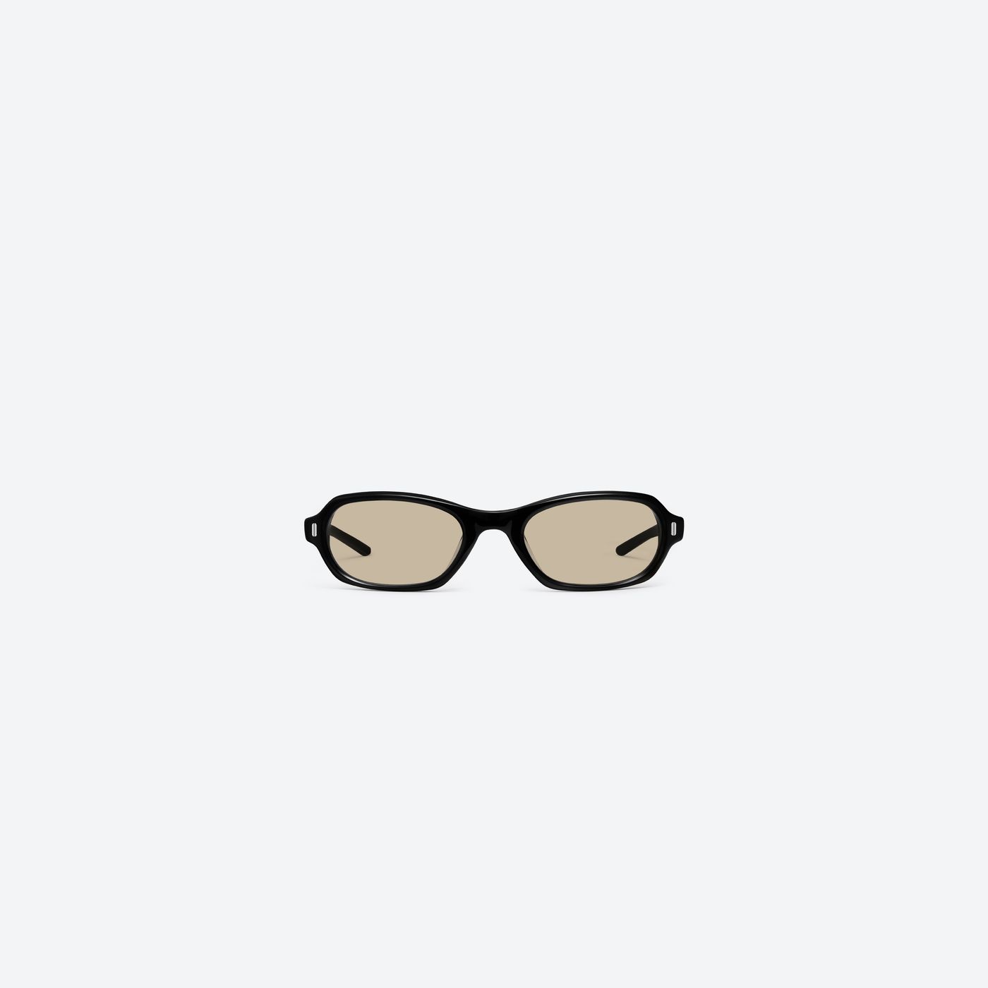 A front view of Gentle Monster Cai 01 Black Acetate framed Aviator sunglasses.