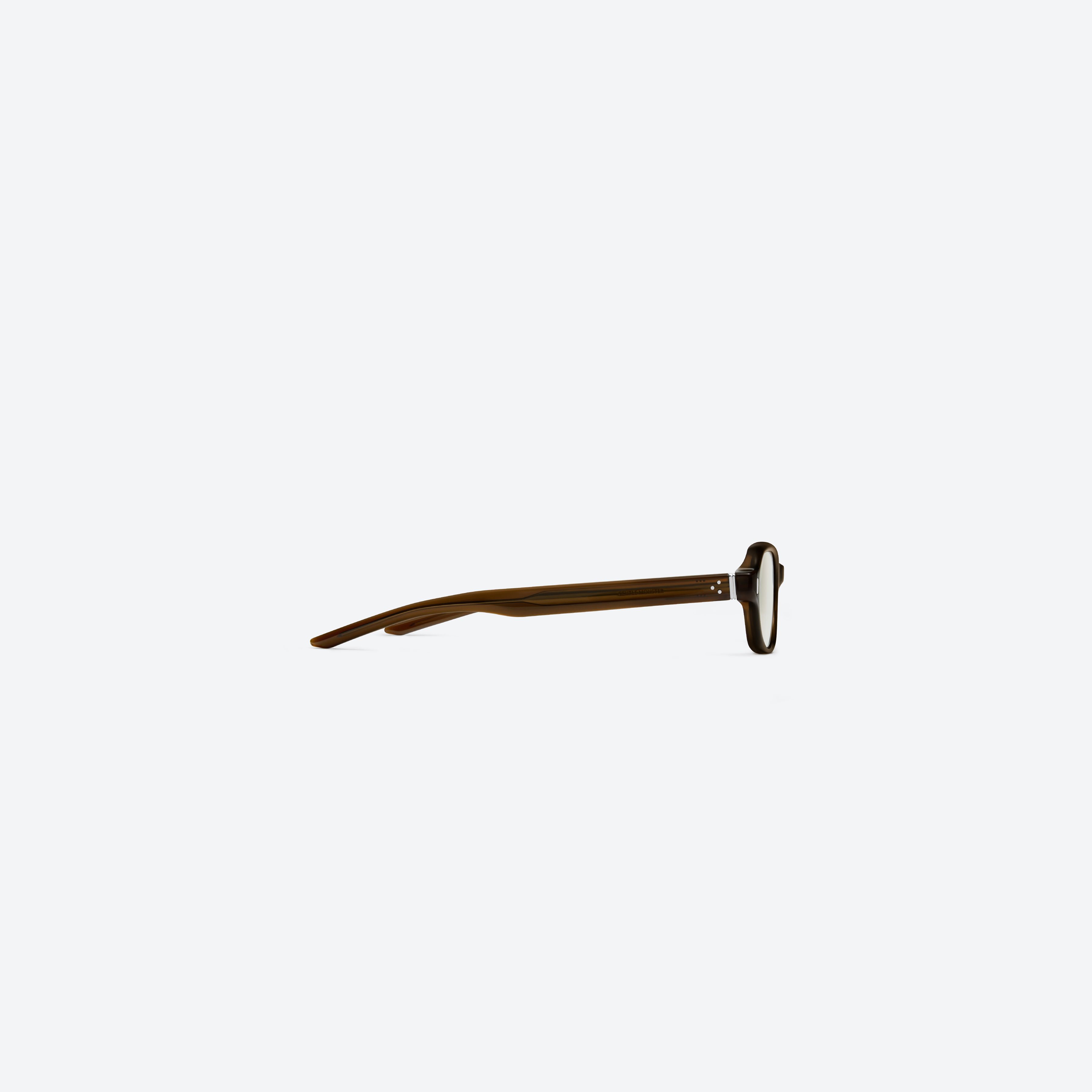 A detailed right view of Gentle Monster Cai Dbc1 Similar Brown Acetate framed Aviator sunglasses.